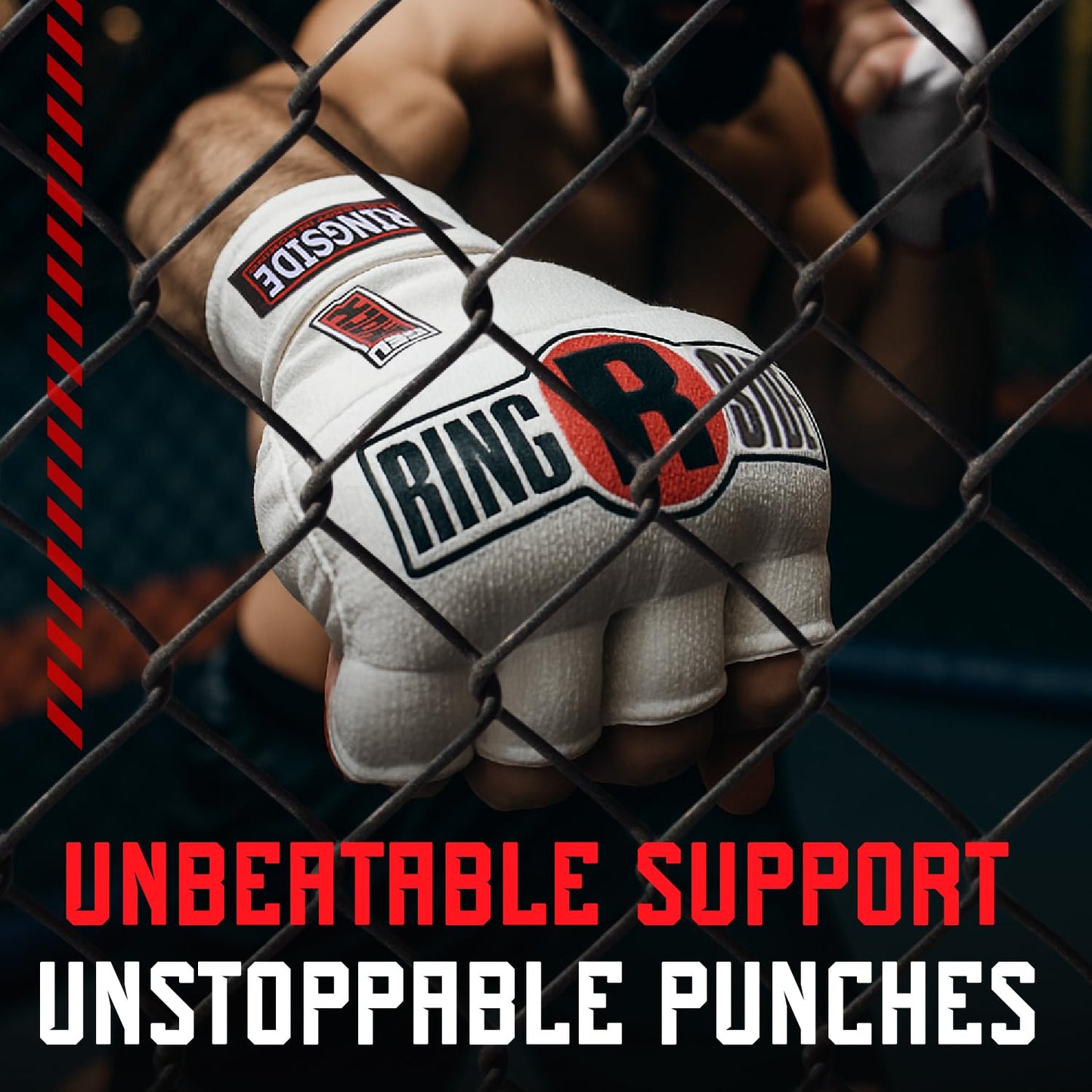 Ringside Gel Shock Quick Wraps, Impact-Absorbing Hand Wraps with Secure Support, Ideal for Boxing, MMA, Muay Thai, and Martial Arts, Inner Boxing Gloves for Men and Women, Gray, Large/X-Large