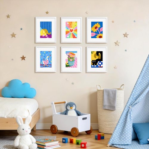 HappyHapi 8x10 Picture Frame Set of 6 - Versatile White Frames for 5x7 or 8x10 Photos | Wall or Tabletop Display