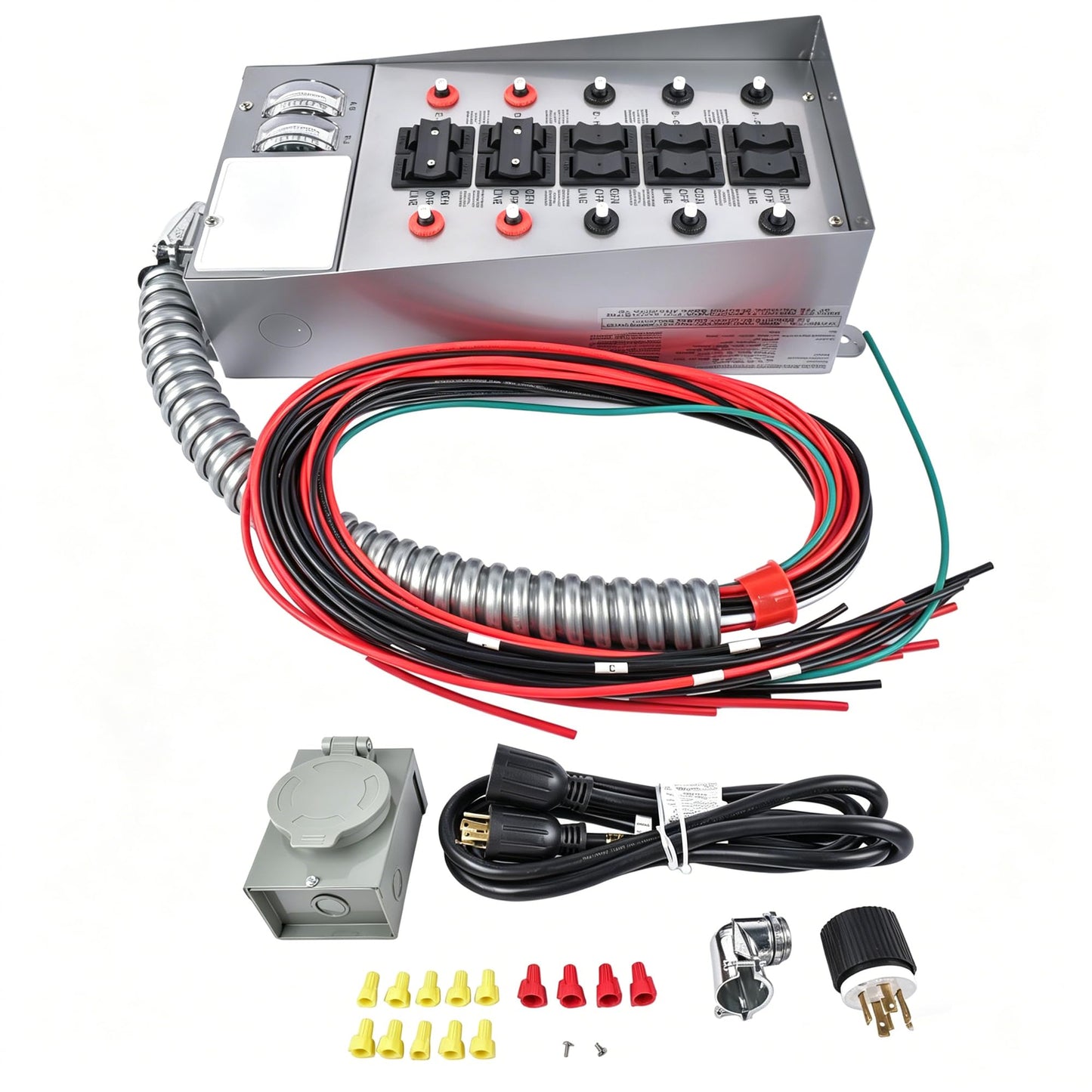 31410CRK Pro/Tran 10-Circuit 30 Amp Generator Transfer Switch Kit, 7500W Max, Powder-Coated Steel Cabinet, for Residential & Commercial Use, Gray