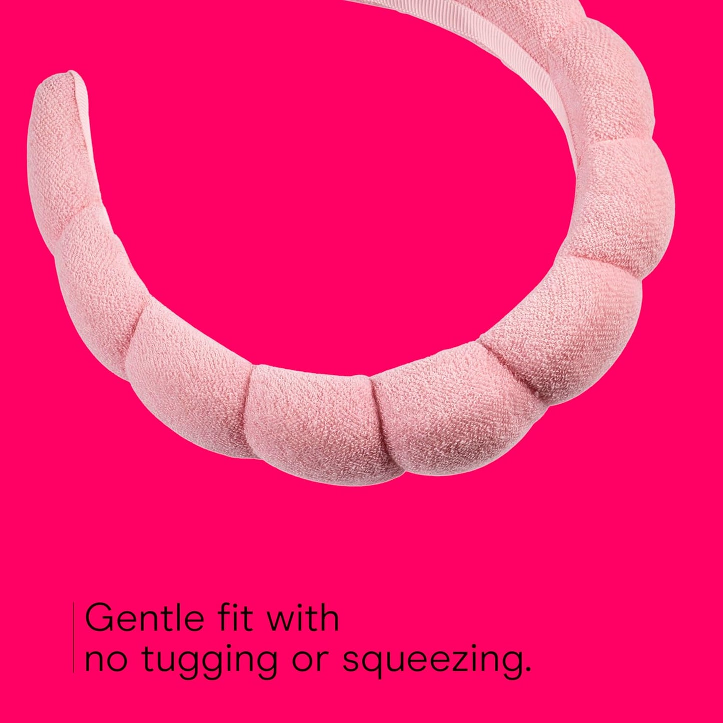 Conair Spa Makeup Headband - Ultra-Absorbent Microfiber, Pink Bubble Design | Soft Terry Cloth, No-Pull Comfort