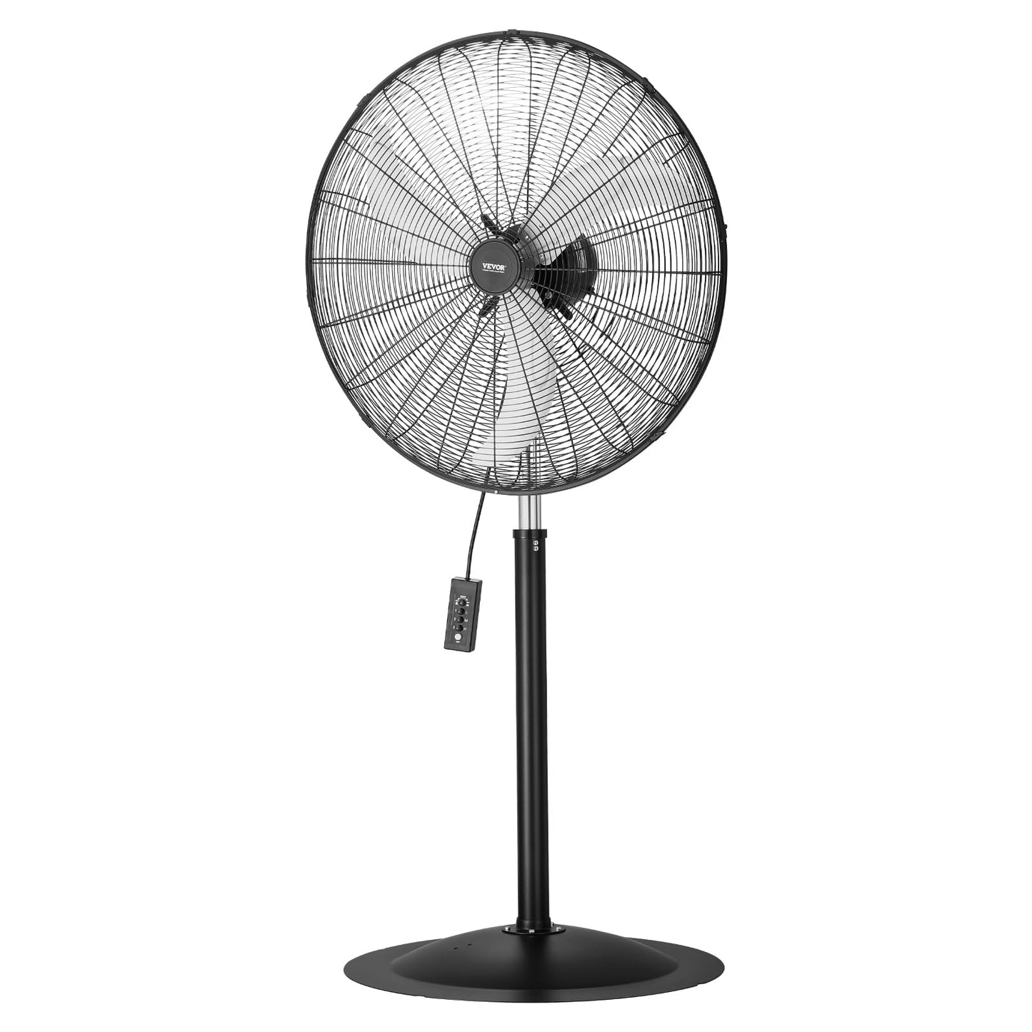 VEVOR Industrial Pedestal Fan, 30 Inch 85-Degree Oscillating Fan, Height Adjustable Standing Fans with 3 Adjustable Speeds, High Power Floor Fans for Office, Black