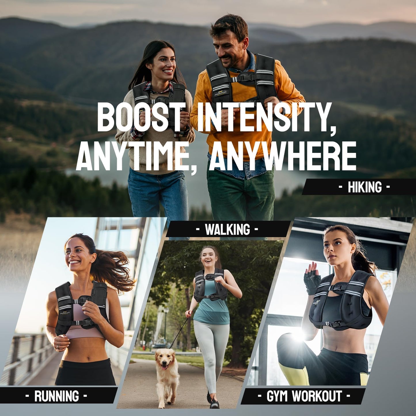 PodiuMax Weighted Vest for Women, 16lb with Adjustable Straps & Phone Bag, Snug Fit, Womens Weighted Vest for Walking Strength Training Running, Fitness Muscle Building Weight Loss