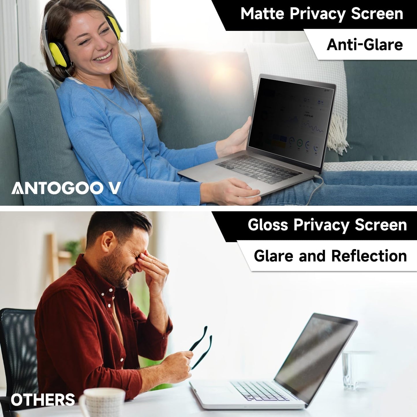 16 Inch 16:10 16" 1920x1200 Laptop Privacy Screen Filter, Anti Blue Light Glare & Anti Scratch Computer Privacy Shield