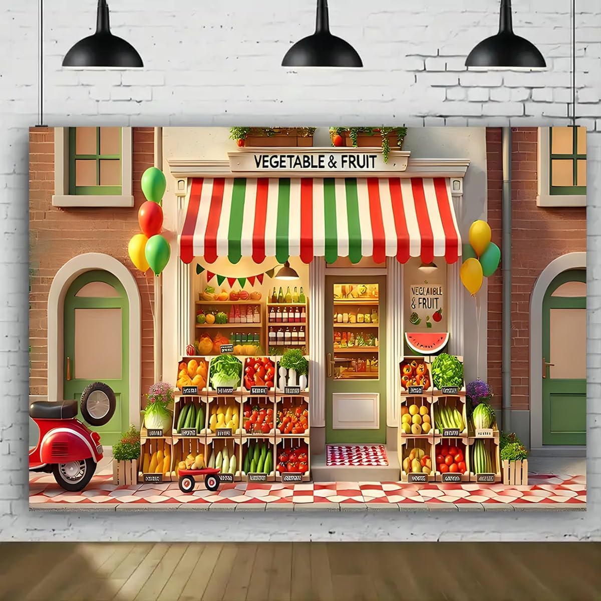 Generic 9 6feet) Vegetables Fruits Shop Backdrop Fresh Fruit Shelves Organic Food Vegetables Photography Background