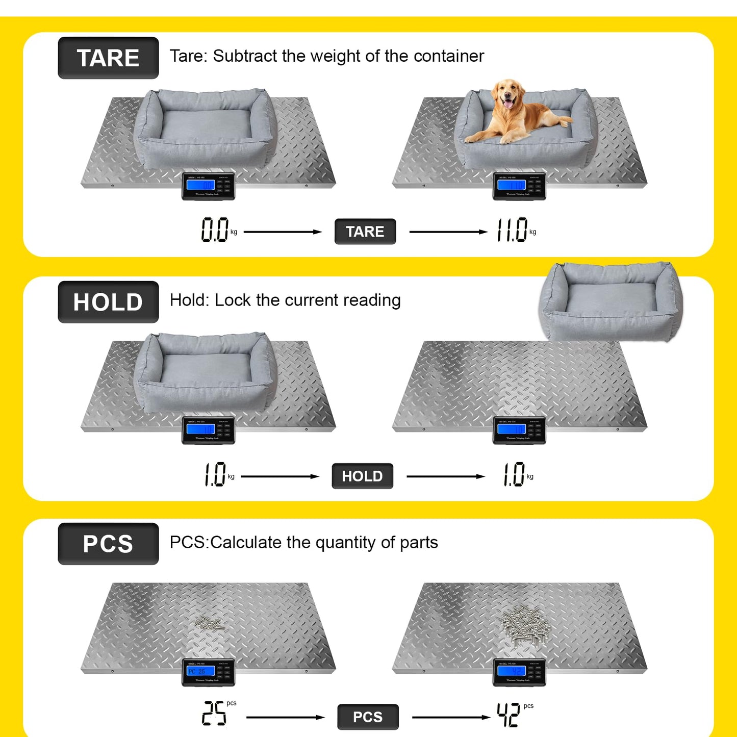Dog Scales for Large Breed, Livestock Scale, Pet Scale for Large Dog, 1100lb x 0.2lb Animal Scale, LB, KG, OZ, 40.7” X 20.9” Stainless Steel Platform Veterinary Scale for Sheep, Pig, Shipping