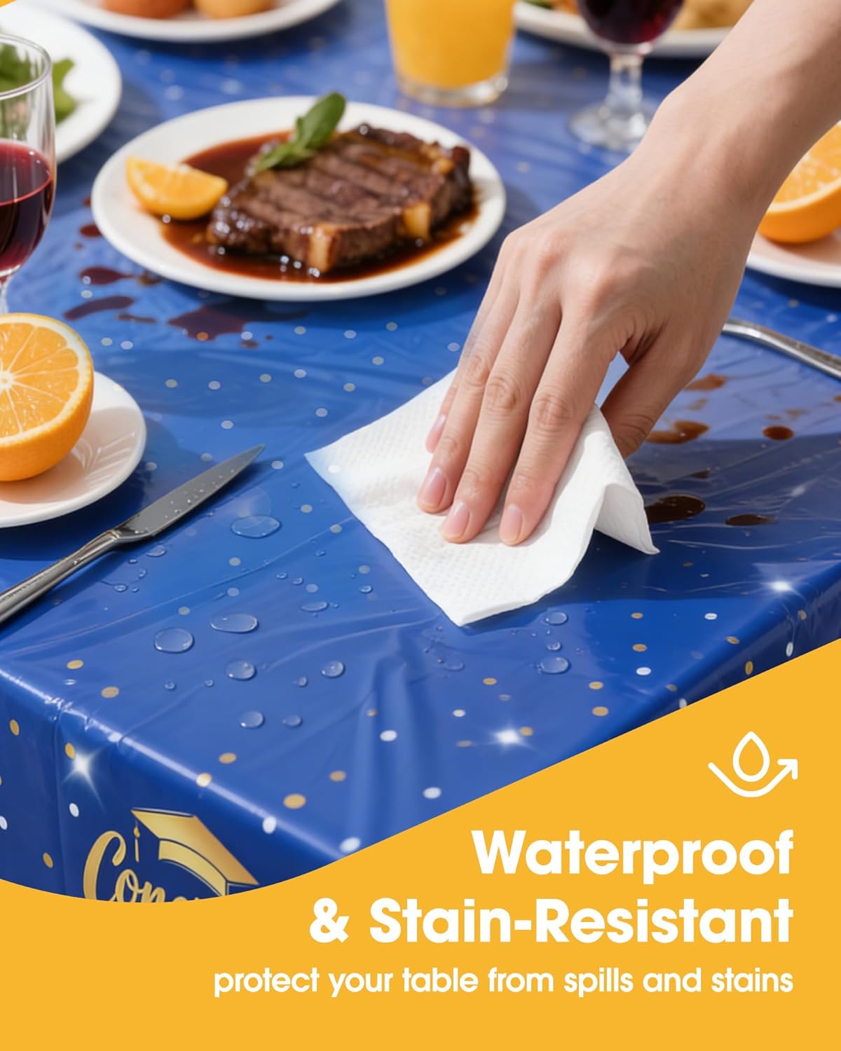 Niuara Blue Plastic Tablecloth - 4 Pack 54" × 108" Disposable Covers for 6FT Party Tables