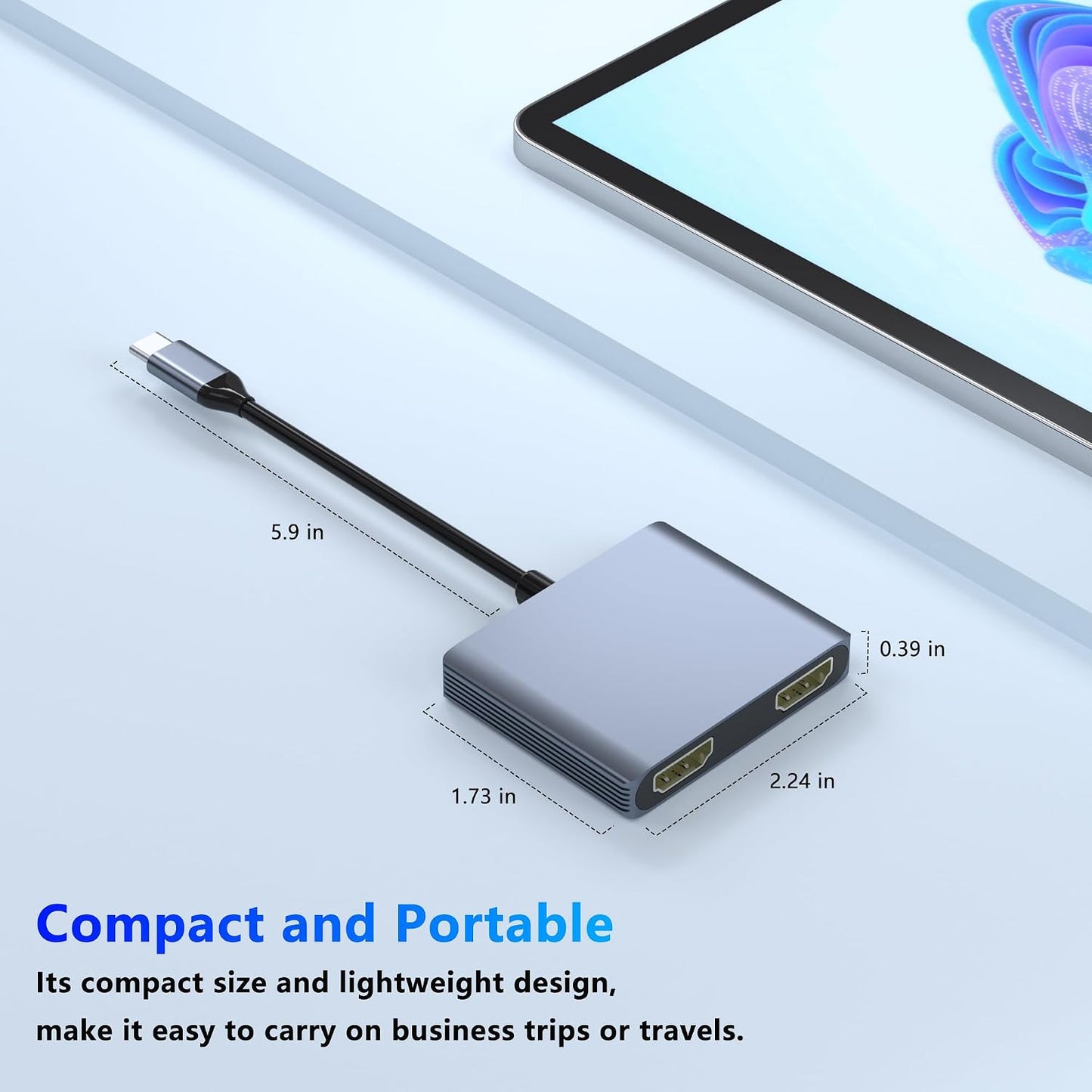 Closs 2 4K@60Hz 4K@30Hz. USB C to Dual HDMI Adapter, Docking Station Dual Monitor, Type C to HDMI Splitter