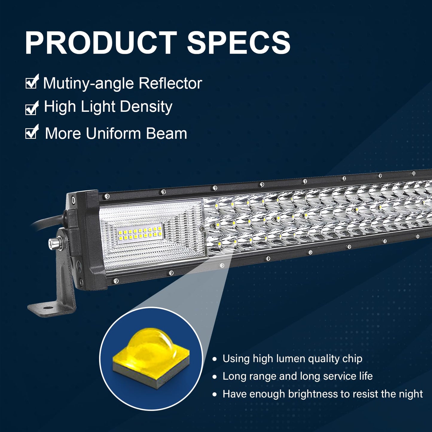 SKYWORLD 52 Inch Straight 675W Tri-Row LED Light Bar + 2PCS 4 Inch 60W Spot LED Pods - Spot/Flood Combo Beam, Off-Road Work Lighting for Trucks UTV ATV Boat,Included Wiring Harness
