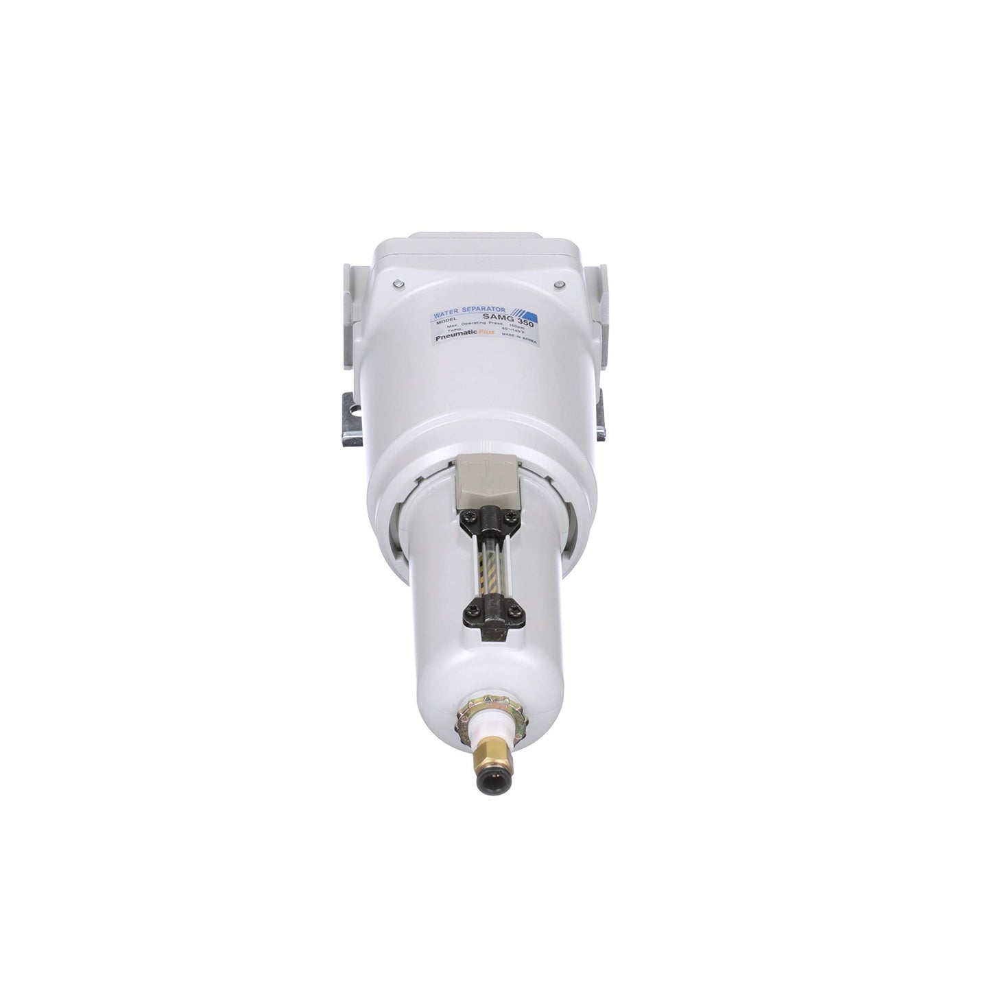 PneumaticPlus SAMG350-N04BD-MEP Air Drying Unit 1/2" NPT Water Separator, Metal Bowl Pipetype Sight Glass with N.C. internal Auto Drain, 52 SCFM, Bracket