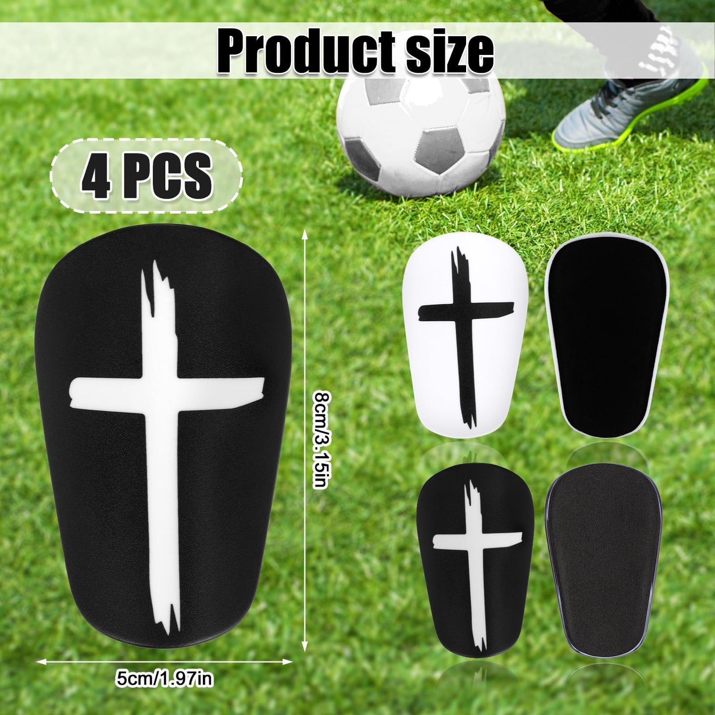 NQEUEPN 2 Pairs Mini Soccer Shin Guards, 3.15x1.97 Inch Black & White Cross Shin Guards Extra Mini Shin Pads Protective Equipment Shin Guards for Teenagers Adults Boys Girls