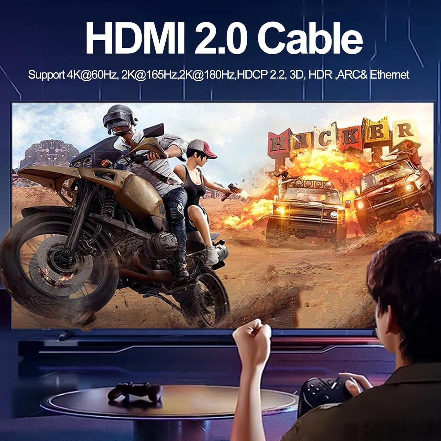 CEFOJQAO 4K 3.3 10-Pack, 2.0 120Hz CL3 2.2, 3D PS4/5, HDMI Cable FT Shielded HDMI TV Cord, Gold-Plated HDMI Male Cable