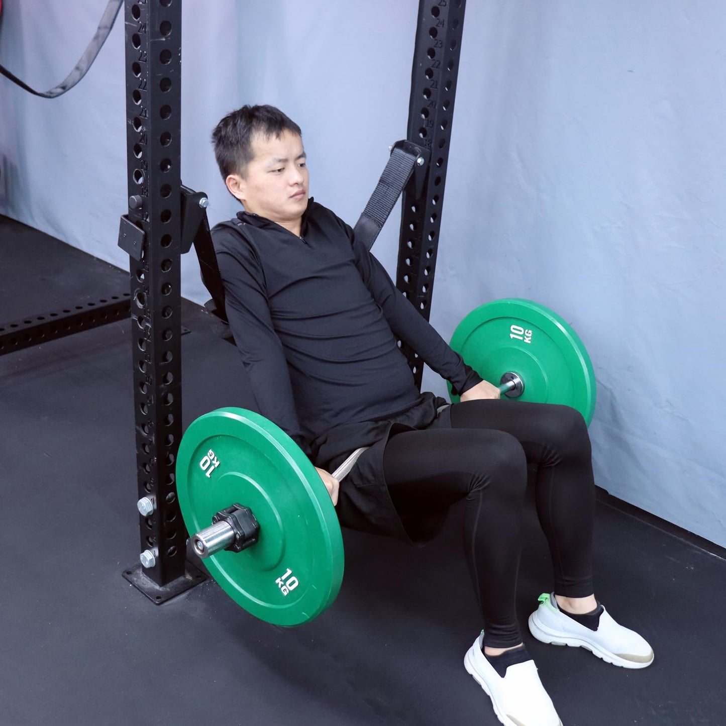 Power Rack Attachments Safety Straps Squat Rack Attachments Fit 3x3 Power Rack for Row Deadlift Bench Press Hip Thrust Chest Press and More (Black, 2"x2" Column,1" Aperture,Straps Length 3.94FT)