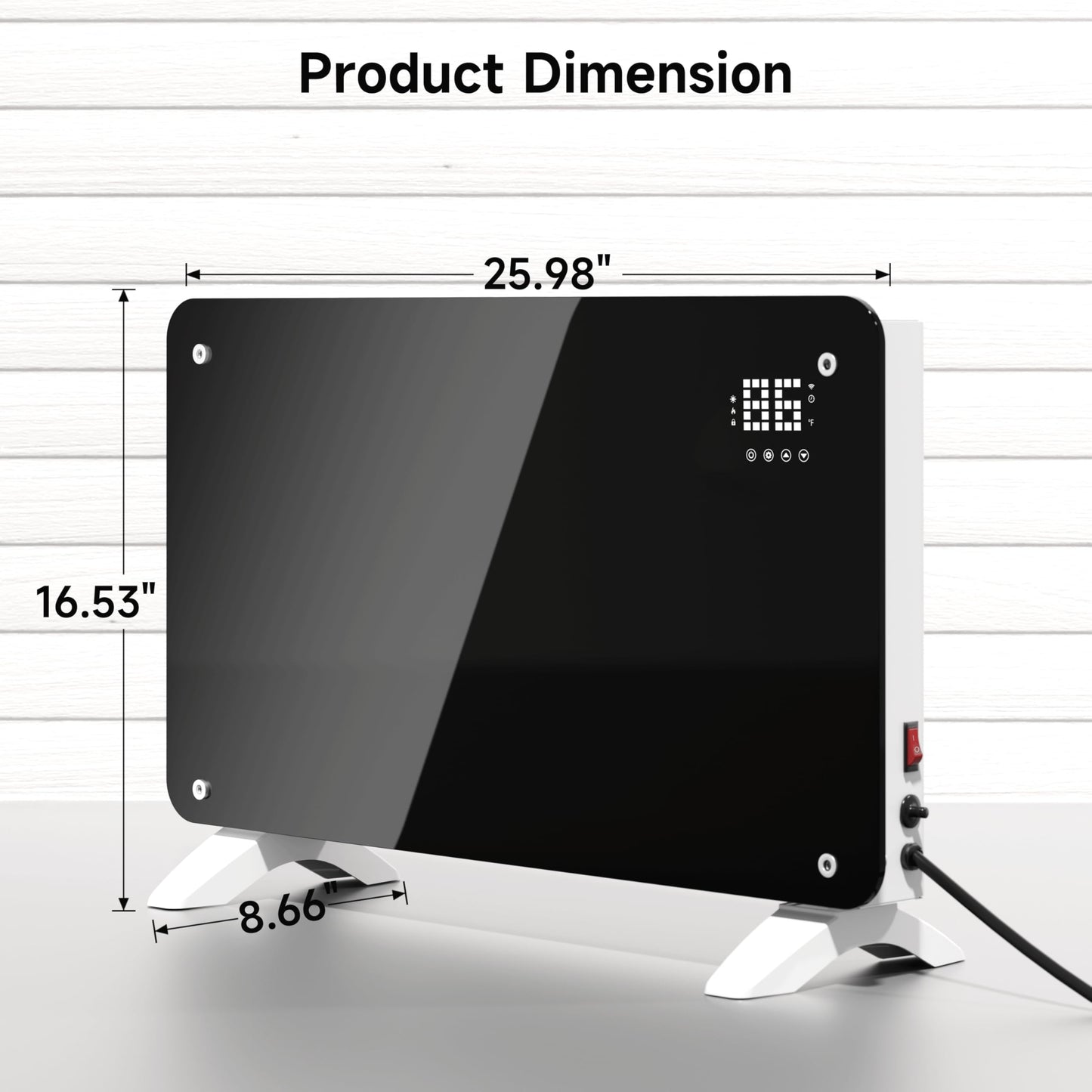 SUNDATE Convection Heater Wifi Control, Indoor Space Heater, 1500W Electric Heating with Remote Control, Digital Display, Fast Heating, 24H Timers for Living Room, Bedroom, Office (Black W/White)