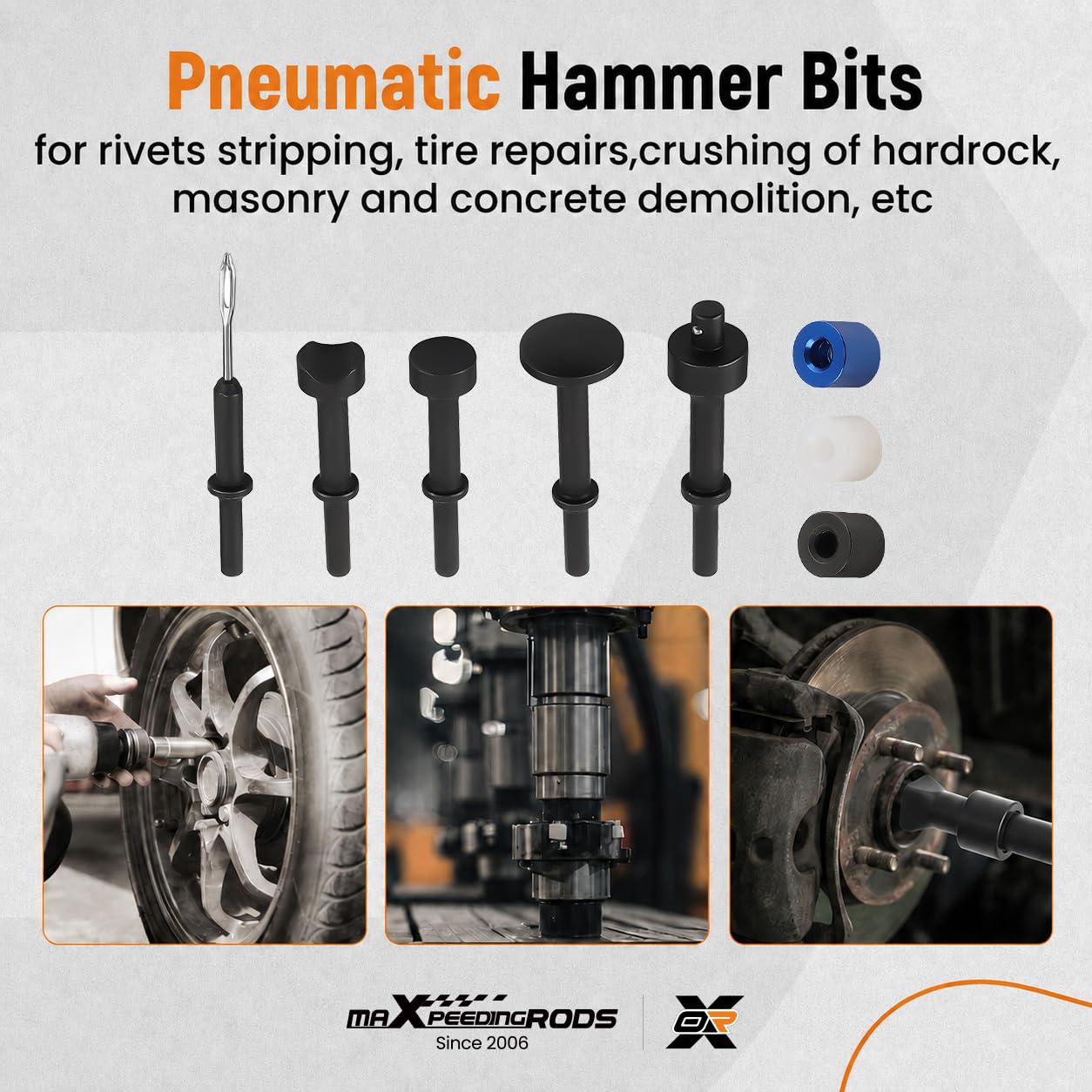 maXpeedingrods Air Hammer Kit, 25 PCS Multi-functional Pneumatic Hammer Piece Chisel Set, 2100 BPM Ball Joint Separator Set, Air hammer Bits, Quick Change Retainer Air Hammer with Shovel Heads