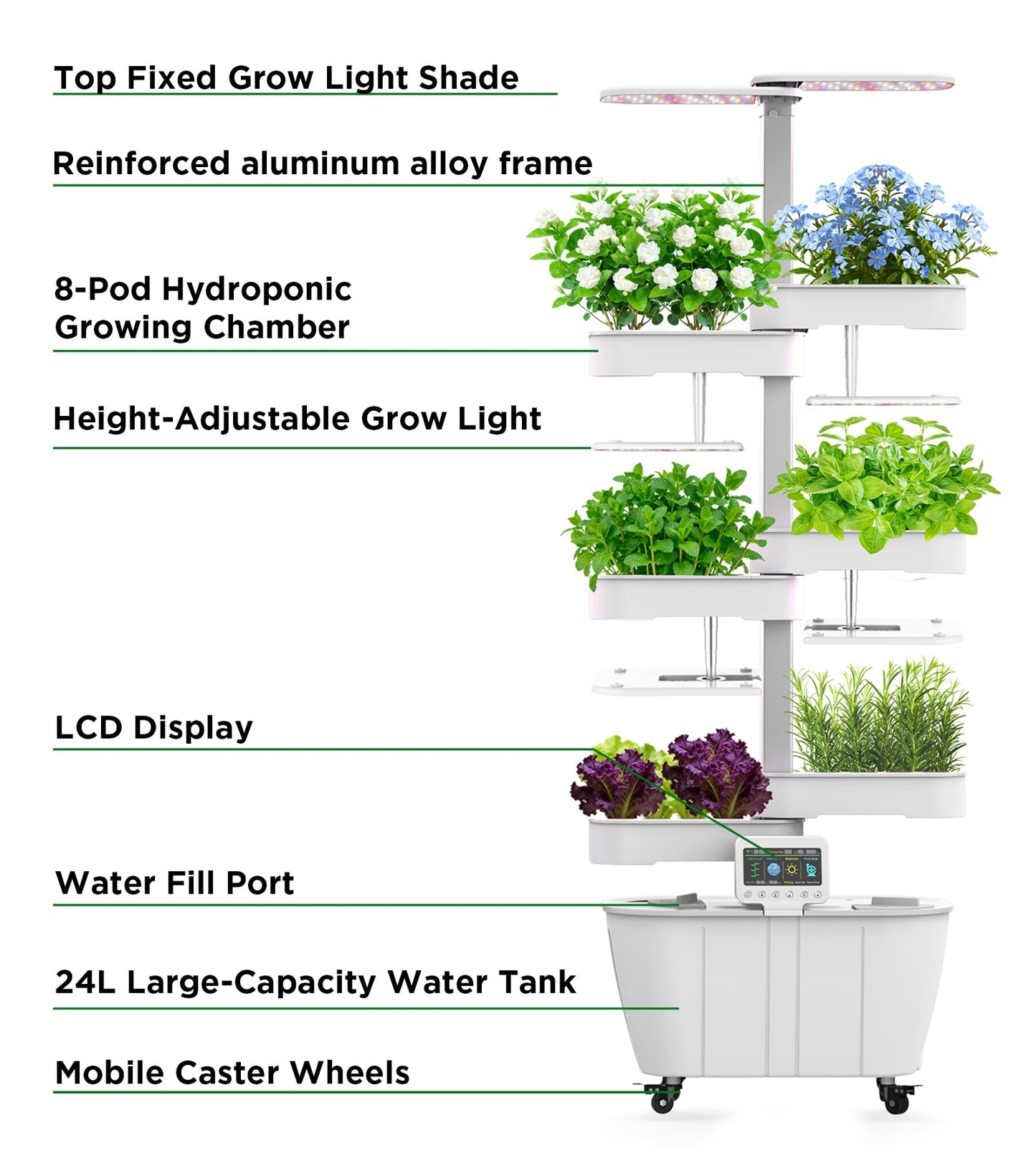 Hydroponics Growing System Kit,48 Pods Large Indoor Hydroponic Herb Garden with Smart LED Grow Light, Auto Circulating Water Pump,24L Water Tank,APP & WiFi Controlled,Gardening Systems for Ideal Gifts