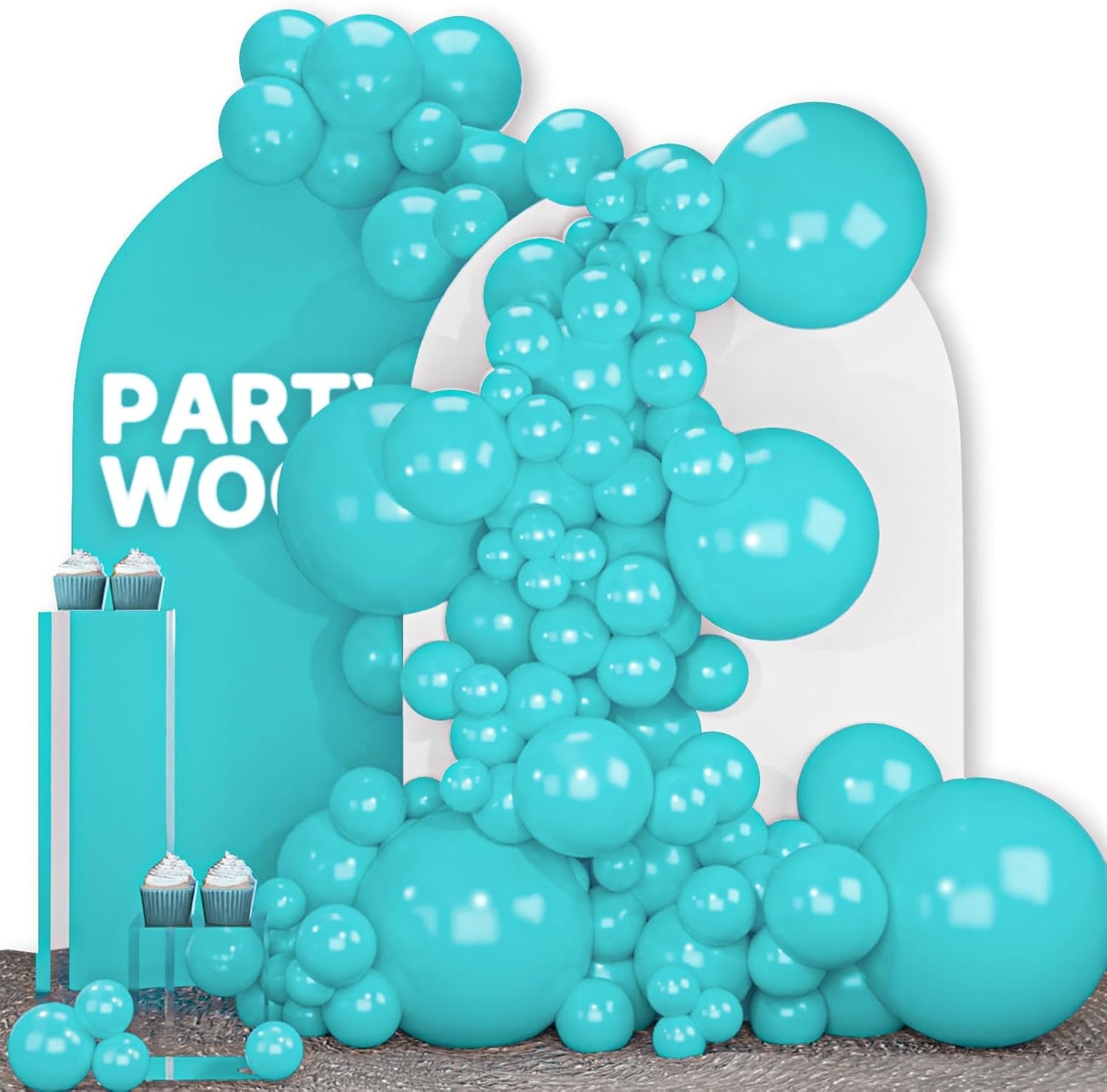 PartyWoo Teal Balloon Arch Kit - 100-Piece Set with 18, 12, 10, & 5-Inch Balloons for Baby Showers, Gender Reveals, & Birthday Parties