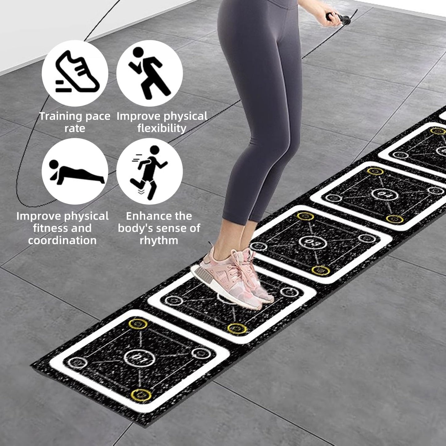 GYHPD Rubber Agility Ladder 8.8 Ft Non-Slip Speed Agility Training Ladder Pad for Soccer Football Footwork, Workout Ladder for Soccer Football Tennis Boxing Training, Agility Training Equipment