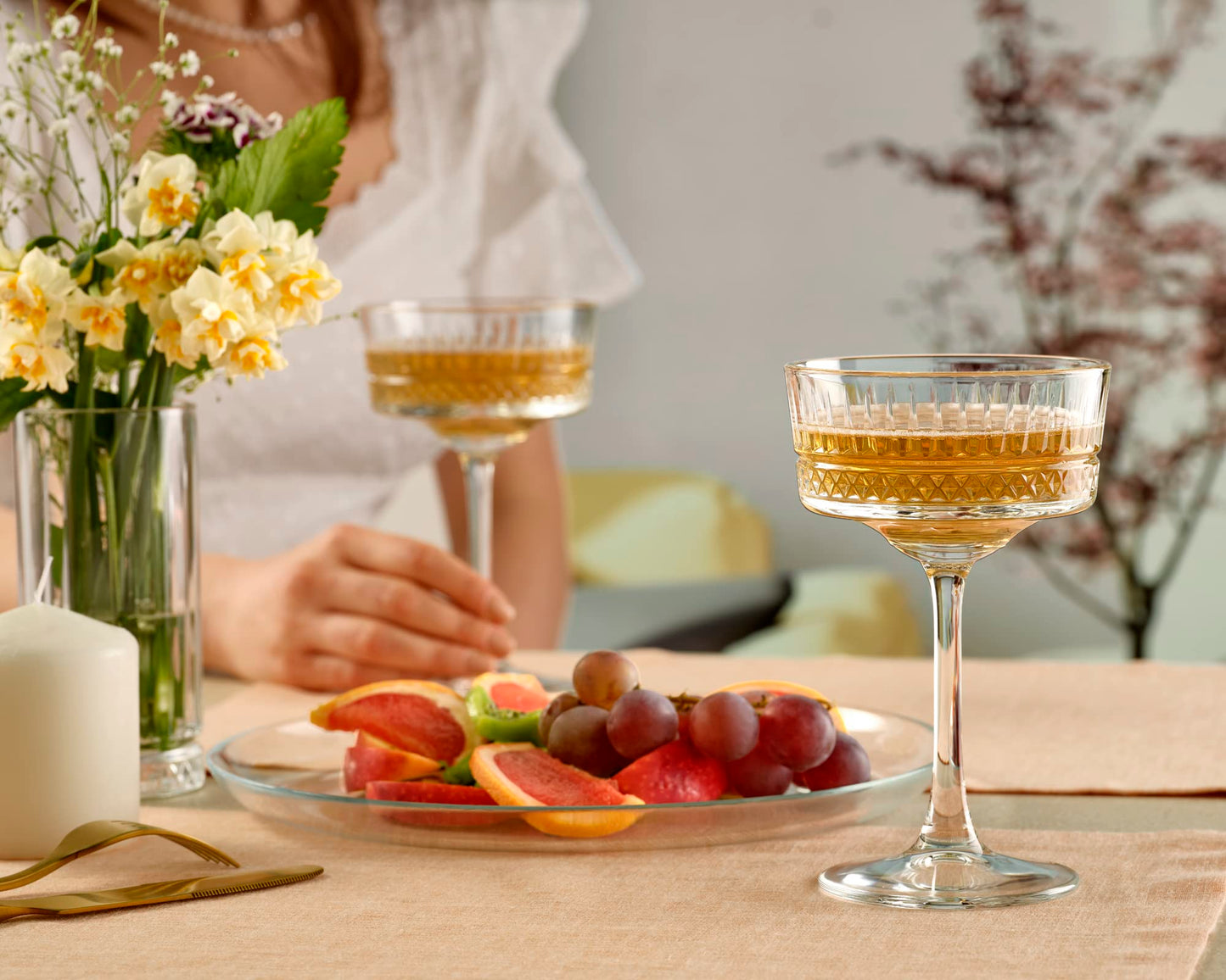 Pasabahce Vintage Coupe Glasses Set Of 6 - Exclusive Champagne, Cocktail, Martini, Wine Glasses - Long Stem Glassware - 8.8 oz - Perfect for Parties, Gifts, Housewarming, Weddings,Aniversary