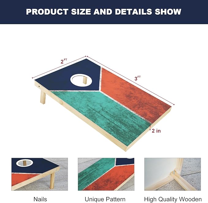 Cornhole Boards Set - Regulation Size 4x2/3x2ft Solid Wood Corn Hole Game Set with 8 Bean Bags and 2 Cornhole Boards - Perfect for Outdoor Game