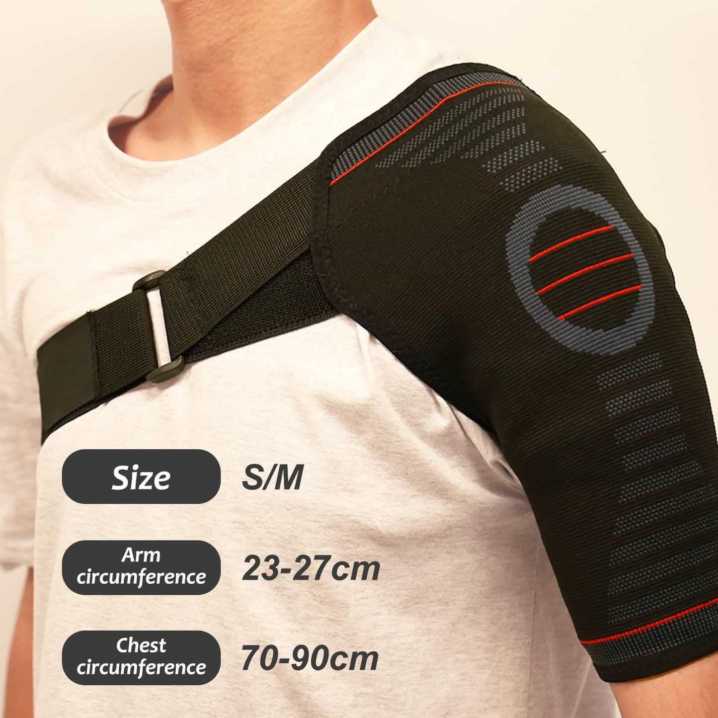 Mzario Shoulder Brace, Rotator Cuff Shoulder Brace for Women and Men, Adjustable Compression Rotator Cuff Support with Storage bag for Spoorts and Pain Relief (Black, S/M)