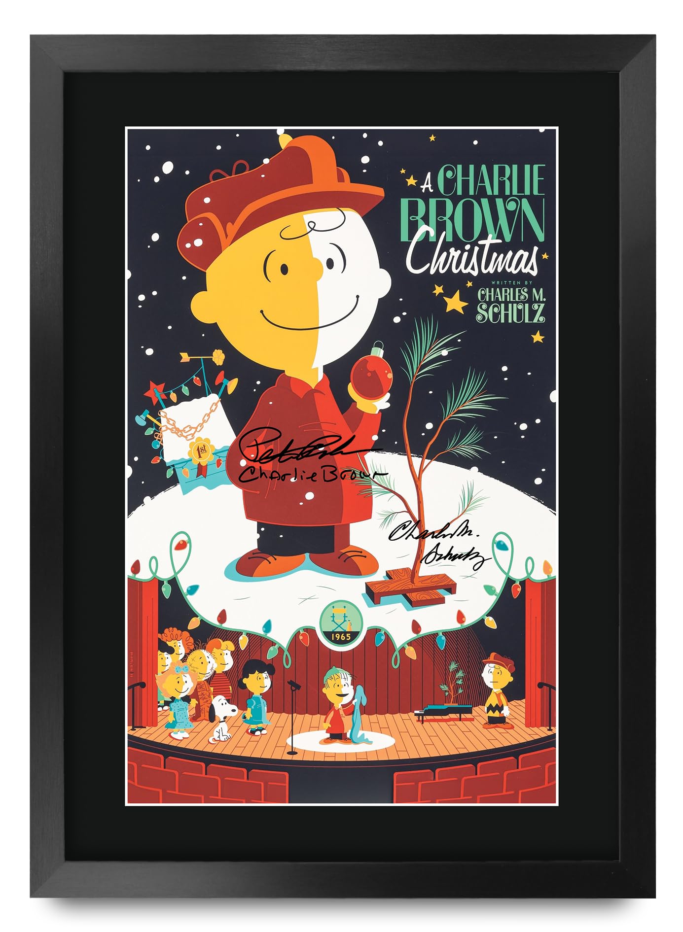 HWC Trading A Charlie Brown Christmas (1965) Gifts Printed Poster Signed Autograph Picture for Movie Memorabilia Fans - 16" x 12" Framed