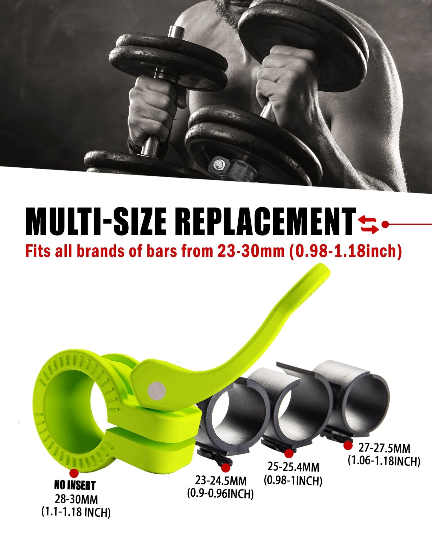 ZY-HUAN mini Barbell Clips 1 inch I Multi-Size Adjustable Barbell Collar I 1 inch Barbell ClampsIQuick Release Weight Clips Pair of Locking for Dumbbell Bar (Green)