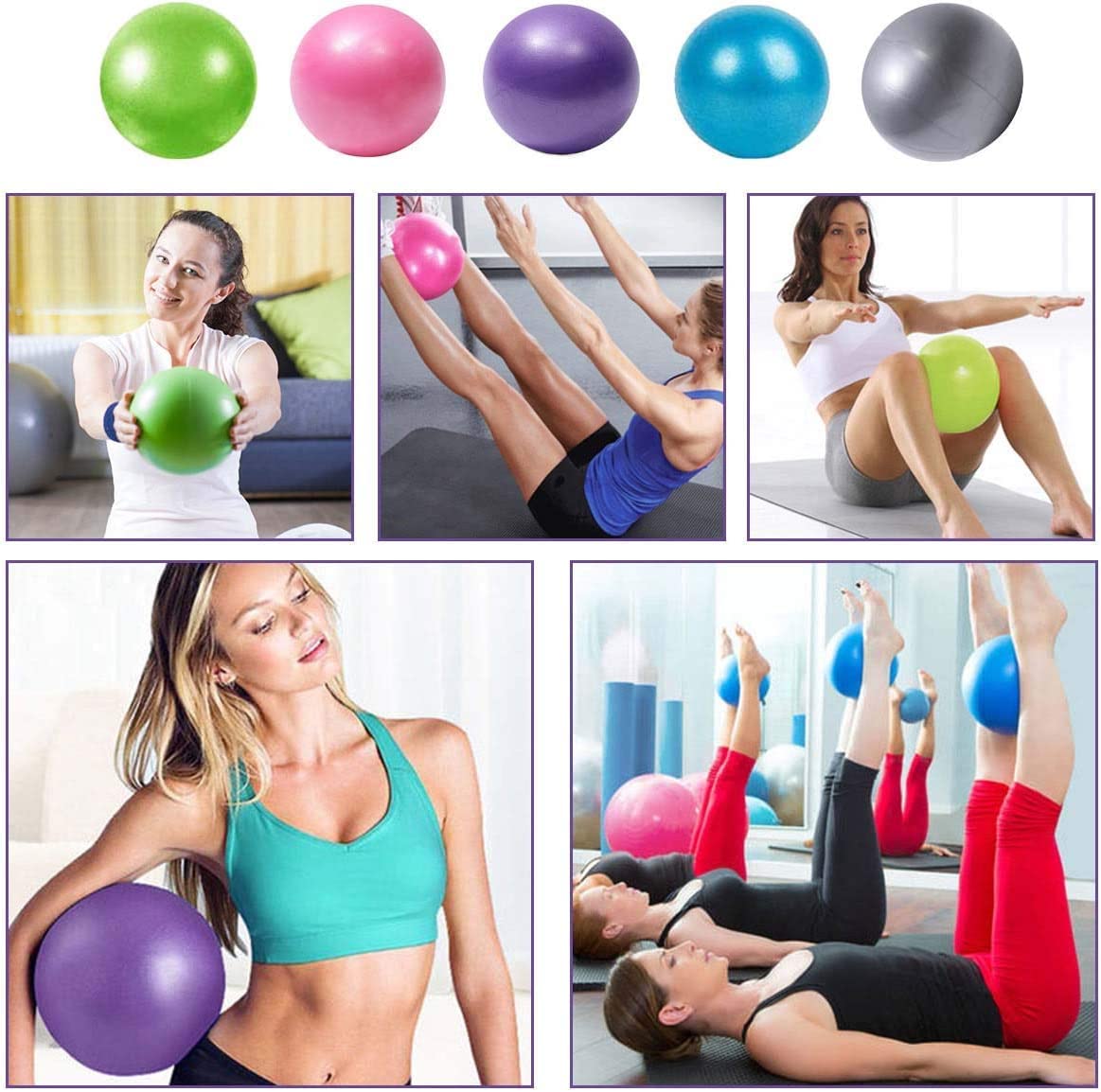 sailupxinyuan Mini Pilates 6 inch Exercise Ball for Yoga,Small Pilates Core Training and Physical Therapy, Improves Balance Home & Gym & Office with Pump(Pink)