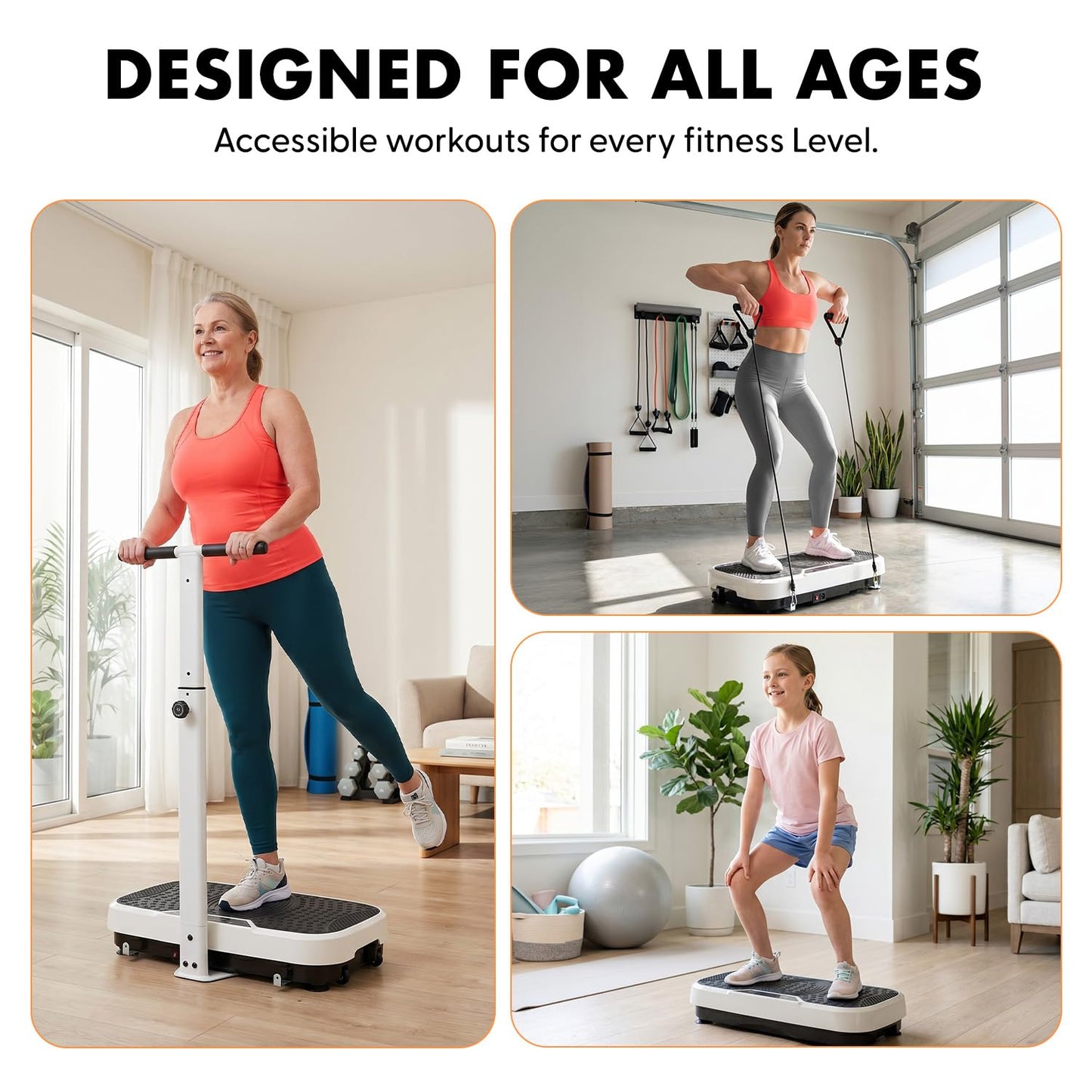 Hurtle Vibration Plate Exercise Machine, Portable Vibration Plate with Handles and 1-99 Speed Levels, 10 Preset Programs, Quiet Low-Impact Home Fitness Platform with Remote Control, White
