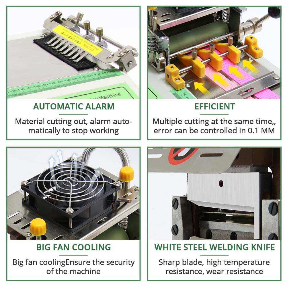 Webbing Cutting Machine, Automatic Hot and Cold Tape Cutter for Elastic Band Self Adhesive Tape Ribbon Zipper