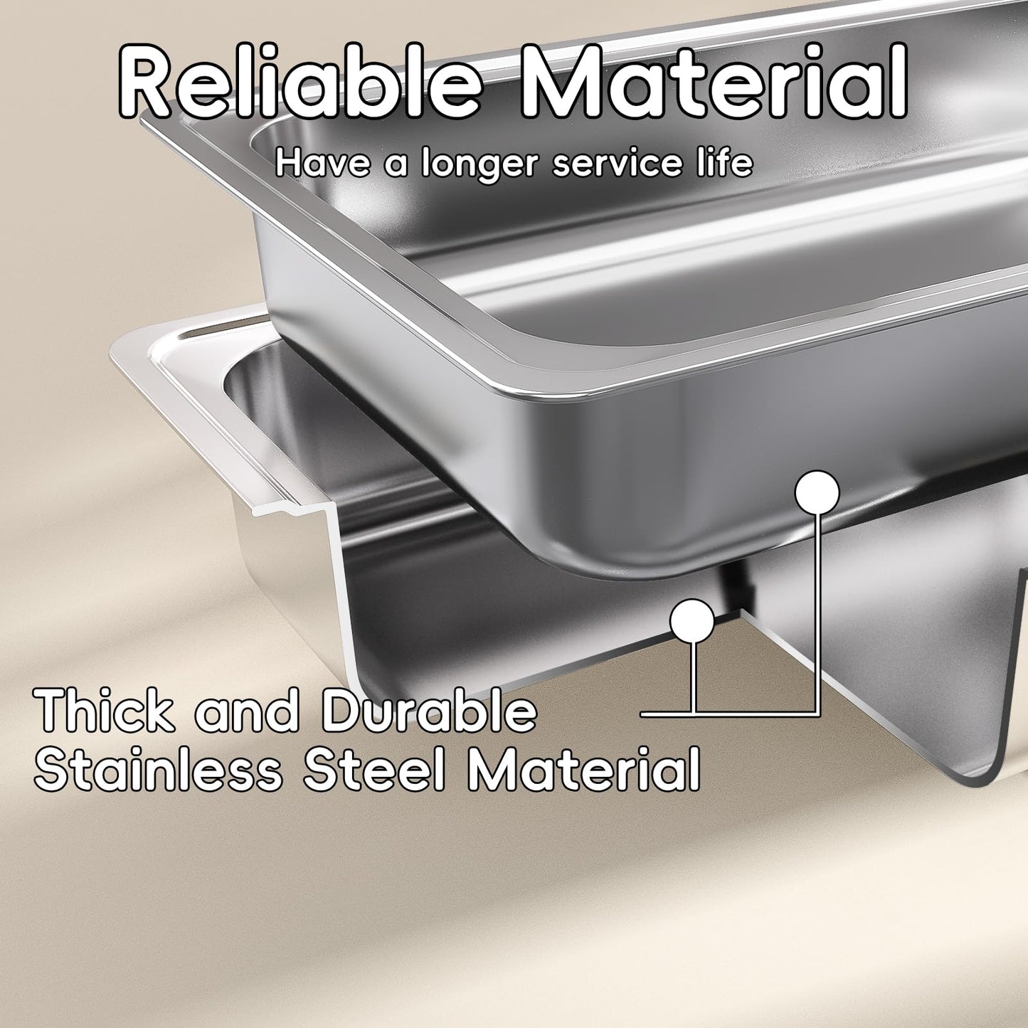 Amhier Chafing Dishes for Buffet 9Qt 4 Pack [Multi-Size Food Pans] Stainless Steel Chafing Dishes [Sturdy and Durable] Chafing Dish Buffet Set for Weddings & Parties & Festival, Silver