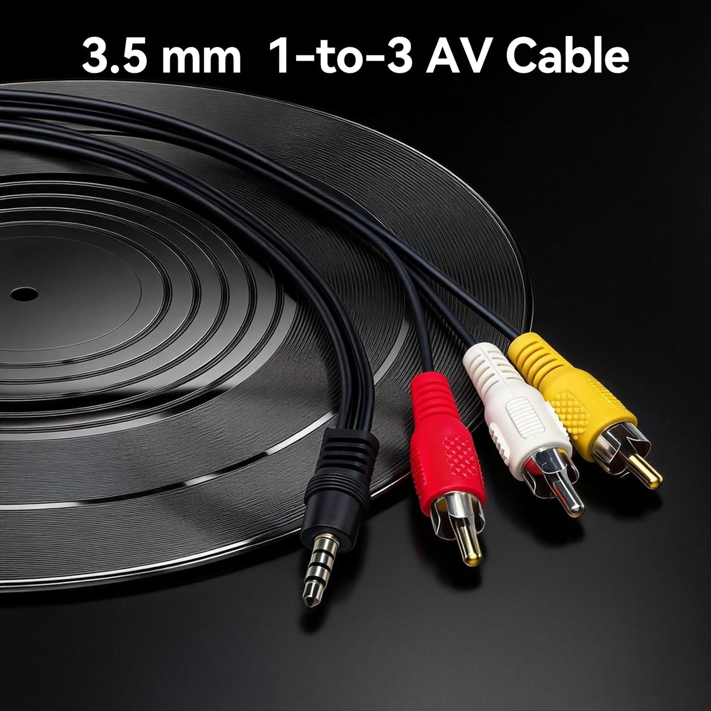 WinRaybot 3.5mm 3.3ft, 1/8" 4 to RCA Cable TRRS Pole Male to A Male Audio Video Composite AV Cord for TV, Projector