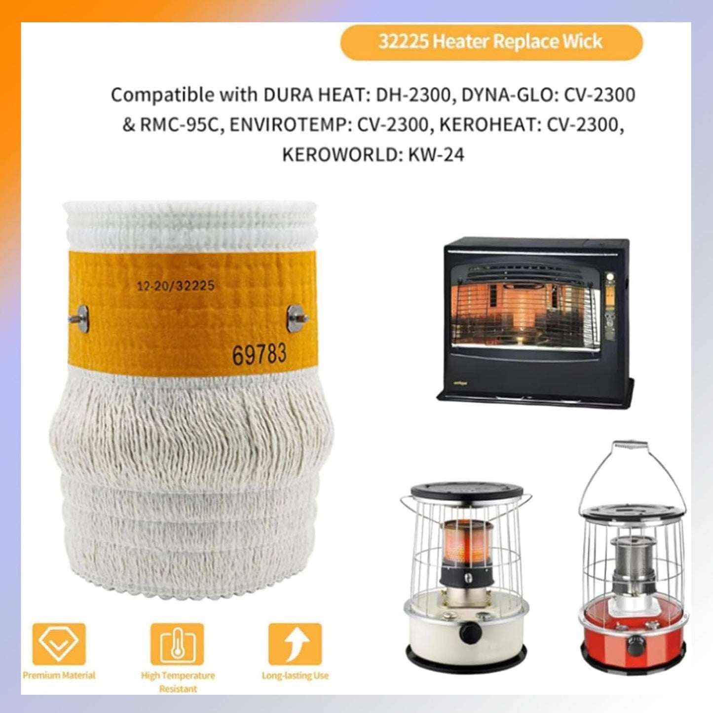 Qiutdisn 32225 Wick (2/Pack) for Kero World KW-24C DuraHeat DH-2300 Dyna-GLO CV-2300&RMC-95C Envirotemp CV-2300 Keroheat CV-2300, Heater Replacement Wicks, White.