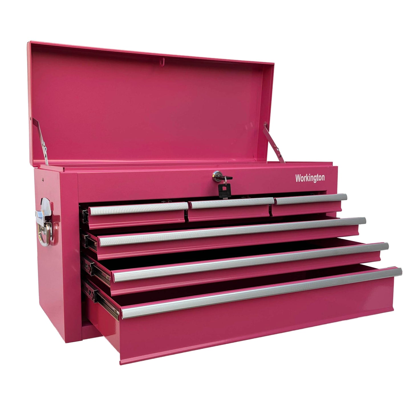 Workington Portable Metal Tool Chest with 6 Drawers, 24" 6-Drawer Tool Chest Cabinet with Ball Bearing Drawer Slides, Steel Tool Storage Box Organizer 4005 Pink