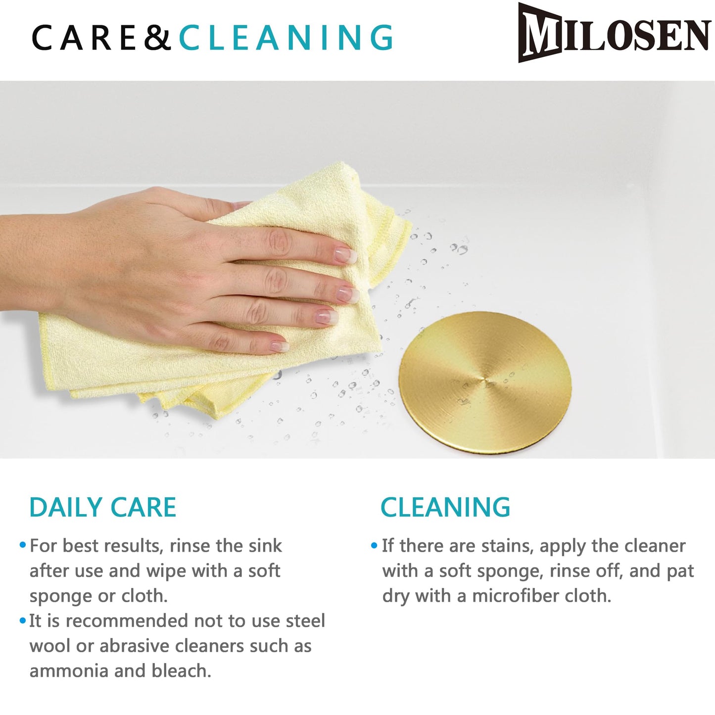 MILOSEN White Undermount Bar Sink, 16×16 Inch Small White Granite Composite Wet Bar or Prep Sinks with Cutting Board, 9 Inch Deep Outdoor Single Bowl Small Workstation Sink with Gold Accessories