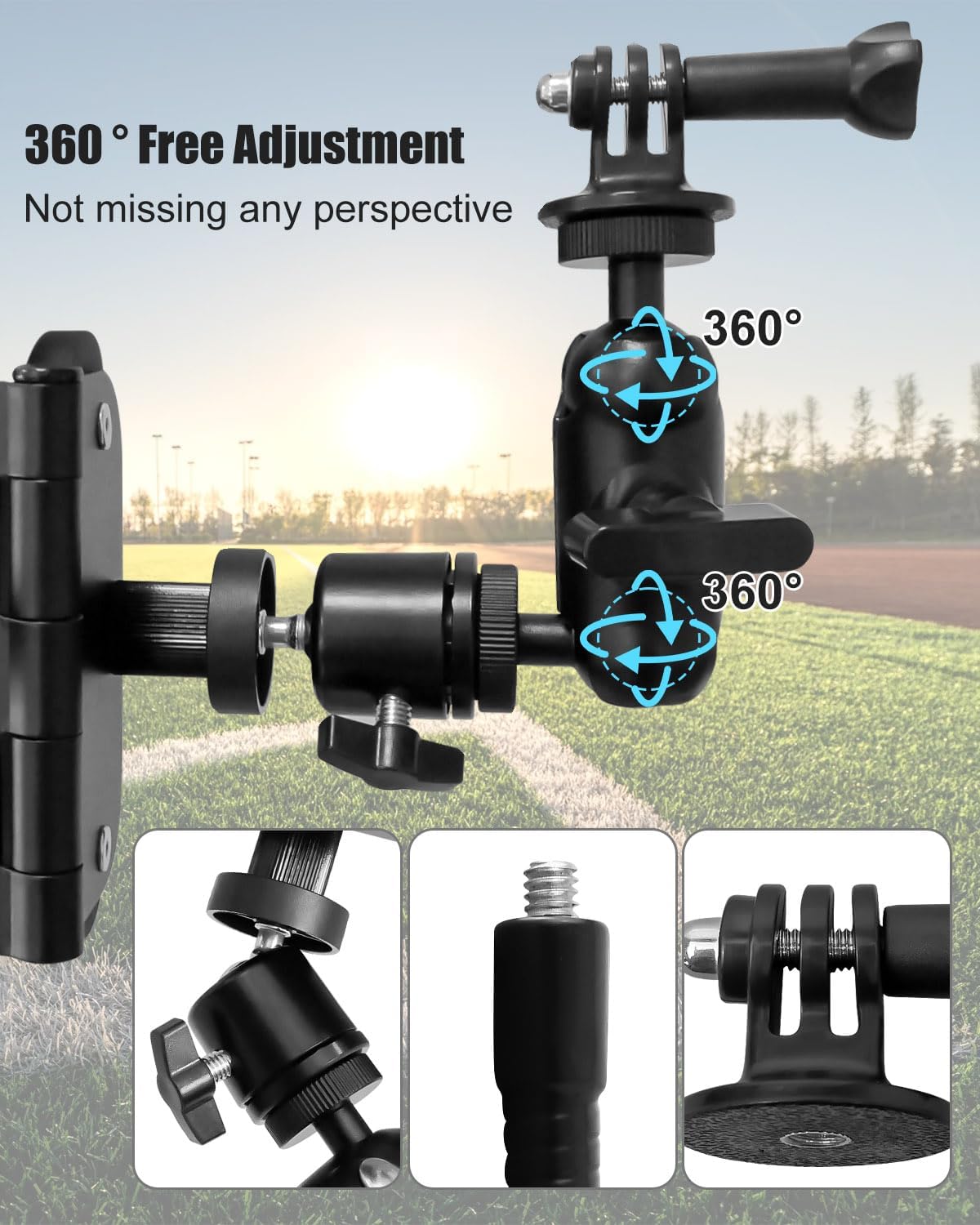 JUFZQO 360, Upgrade Magnetic Fence Mount Fit for GoPro Mevo Start iPhone and Insta Flexible Magnetic Phone Fence Mount