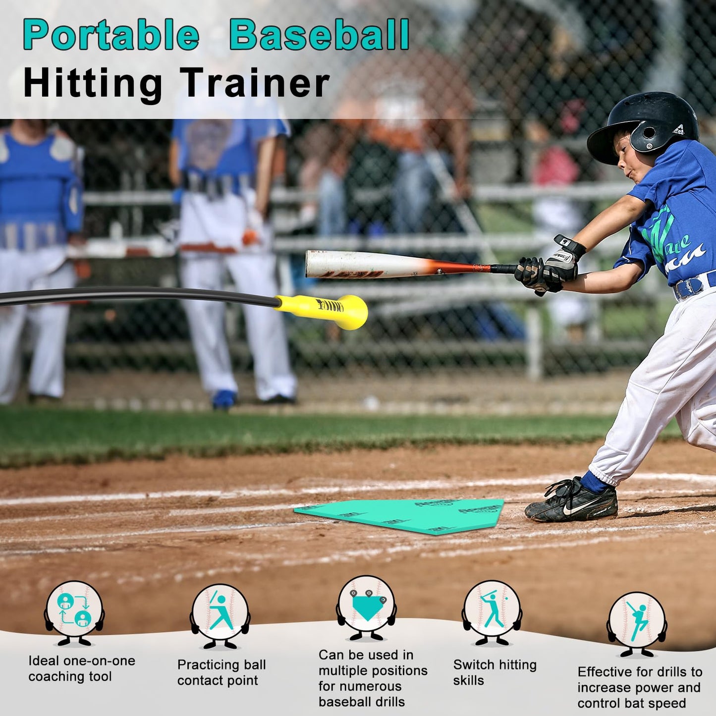 Tomaki Hitting Stick Batting Swing Trainer, Batting Practice Equipment for Baseball and Softball, Ideal One-on-One Coaching Tool for Baseball 54'' (Baseball Swing Trainer)