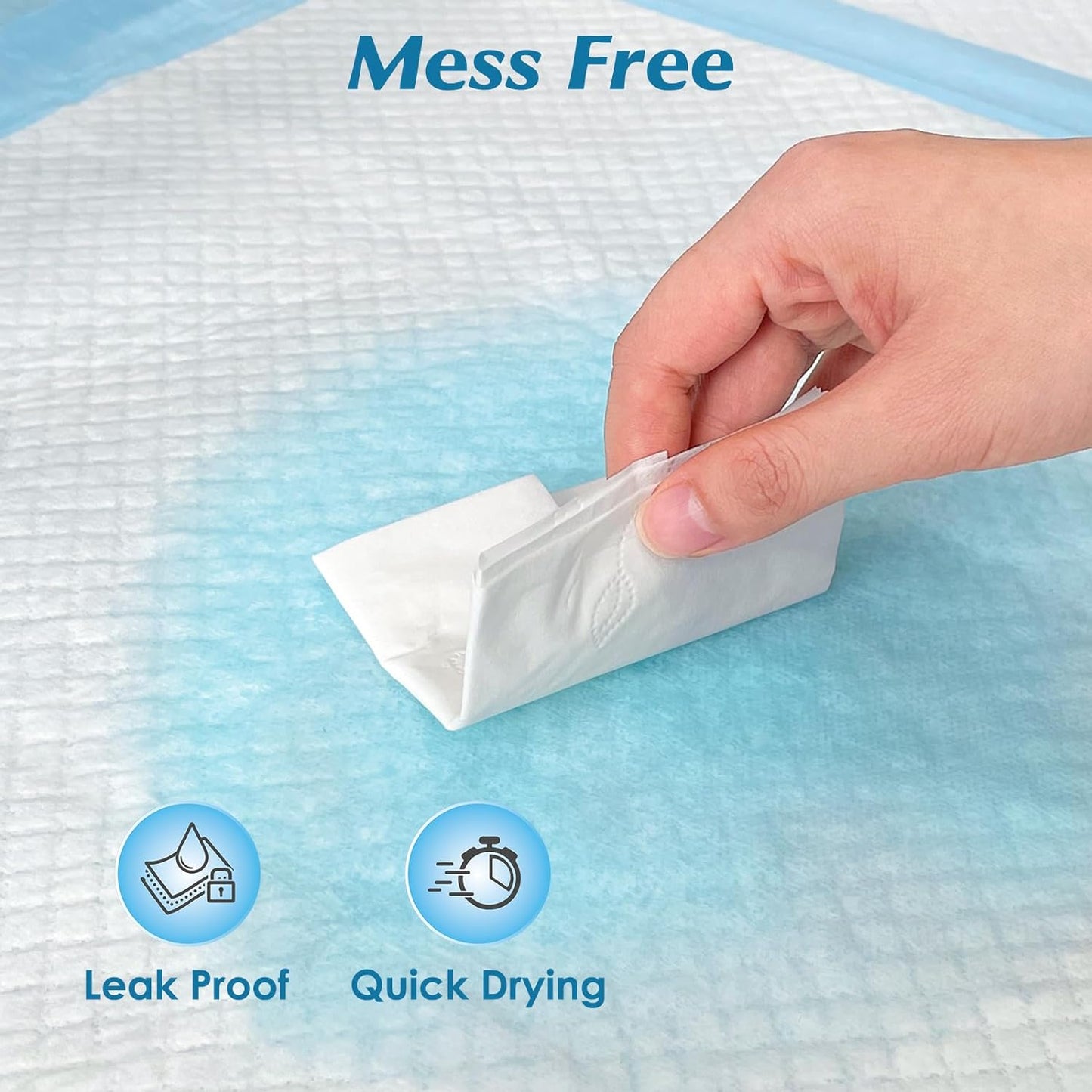 Skiennix Disposable Underpads - 100 Count, 22” x 22” Super Absorbent & Leakproof Pads for Babies, Puppies & Adults