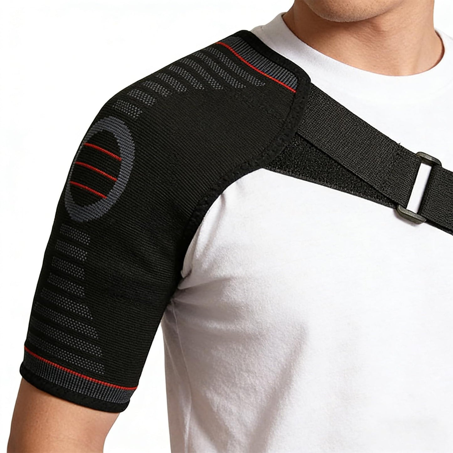 Novotechcal Adjustable Shoulder Brace, Shoulder Support Brace, Shoulders Pain Relief & Sports Protection, Rotator Cuff Compression Sleeve with Replacement Straps for Weightlifting, Gym Workouts