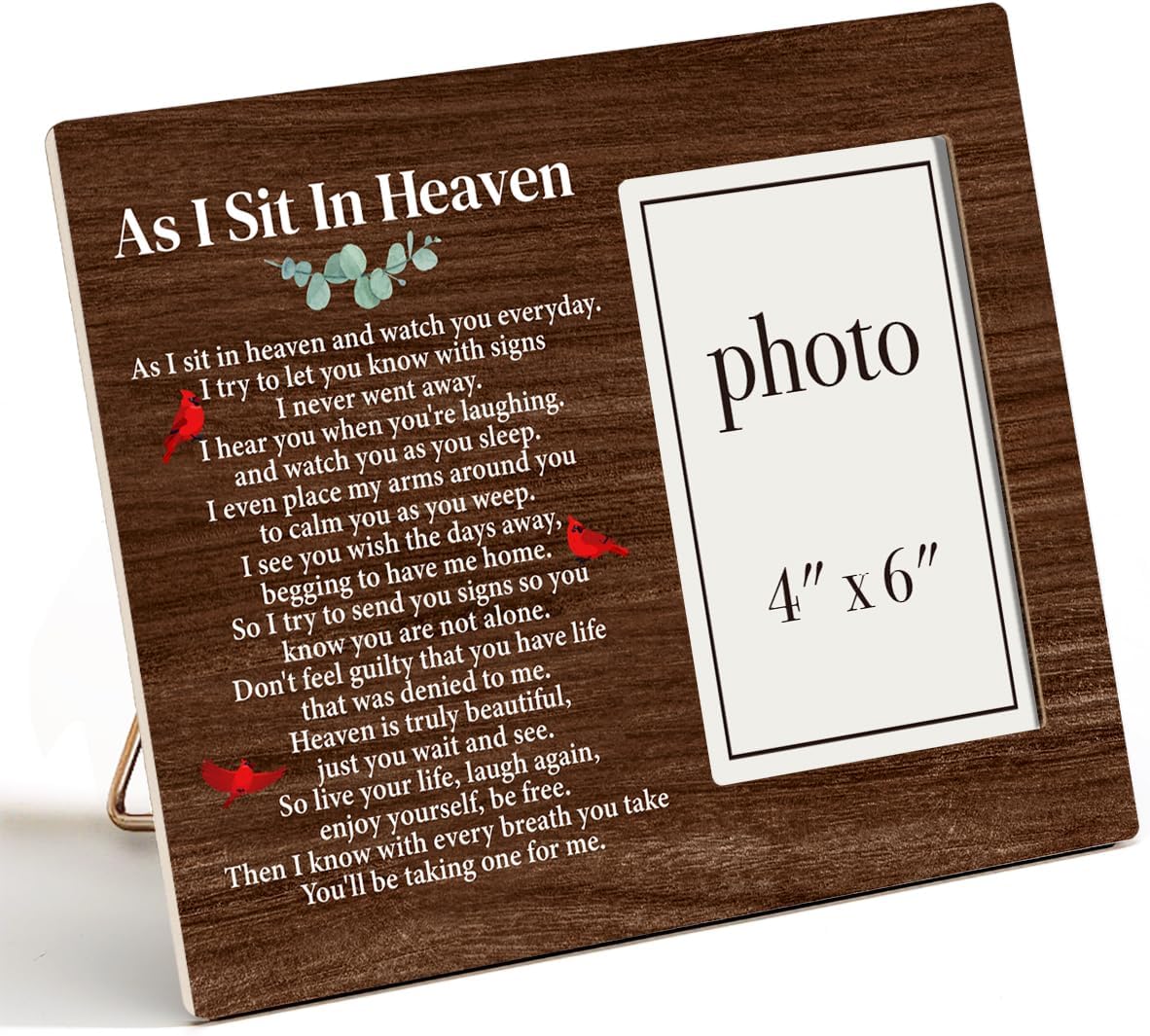 Zauly Sympathy Gift Picture Frame - Memorial Frame for Loved Ones | 4 x 6 Inch, 'As I Sit in Heaven'