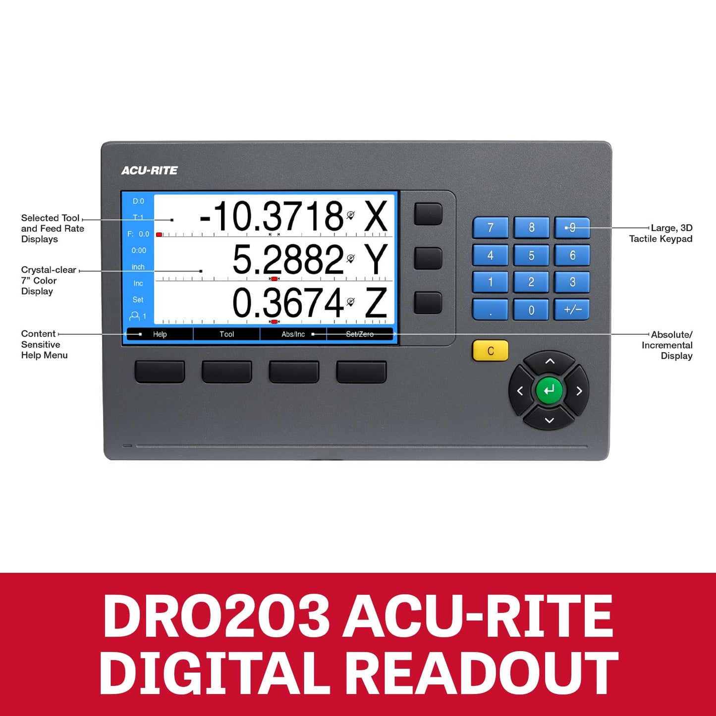 JET Variable-Speed Vertical Mill, 3-Axis ACU-RITE 203 DRO (Quill), 230/460V 3Ph (Model JTM-4VS)