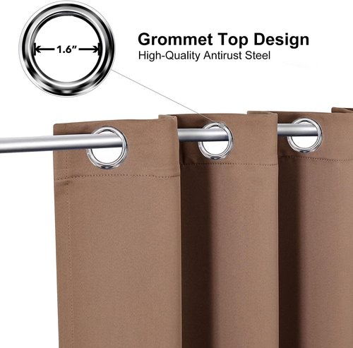 ChrisDowa Grommet Blackout Curtains - Thermal Insulated Room Darkening Panels, Cappuccino, 42W x 63L