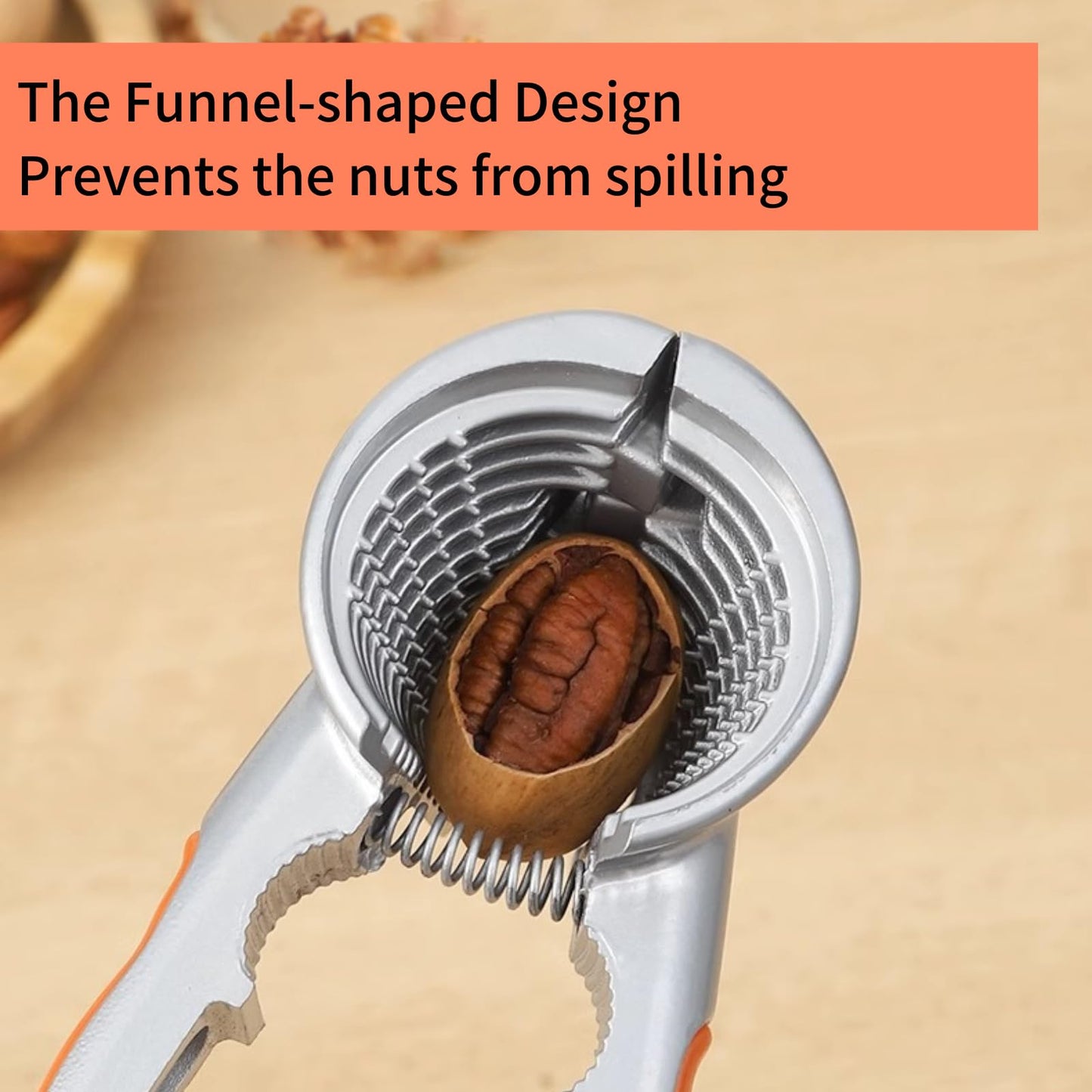 LOCEAST 2 PCS Nut Crackers for All Nuts Heavy Duty Walnut Cracker with Non-Slip Handle Pecan Crackers Tools Funnel Walnut Pliers Nutcracker Pecan Walnut Plier Clip Tool
