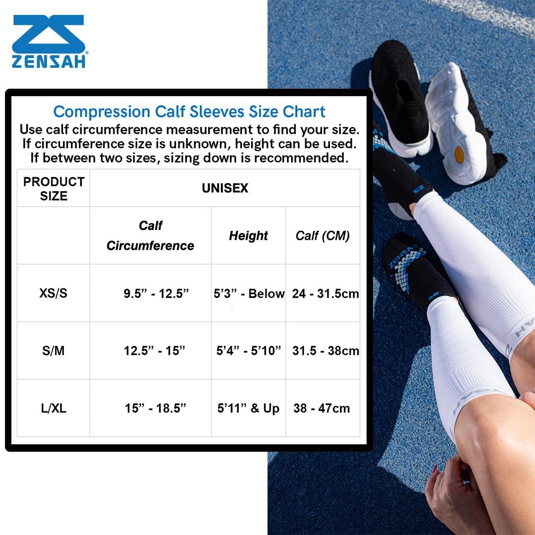 Zensah Calf/Shin Compression Sleeve - Made in the USA Single Leg Compression Sleeve for Shin Splint Relief, Recovery, Running (Neon Pink, X-Small/Small)