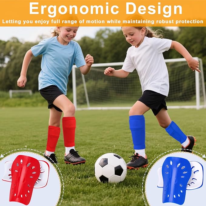2 Pairs Shin Guards Soccer for Kids,Shin Pads Extra Lightweight Breathable Slide in Shin Guard for Football Training Match Outdoor Activities Protective Slip-in Shin Guards for Boys Girls