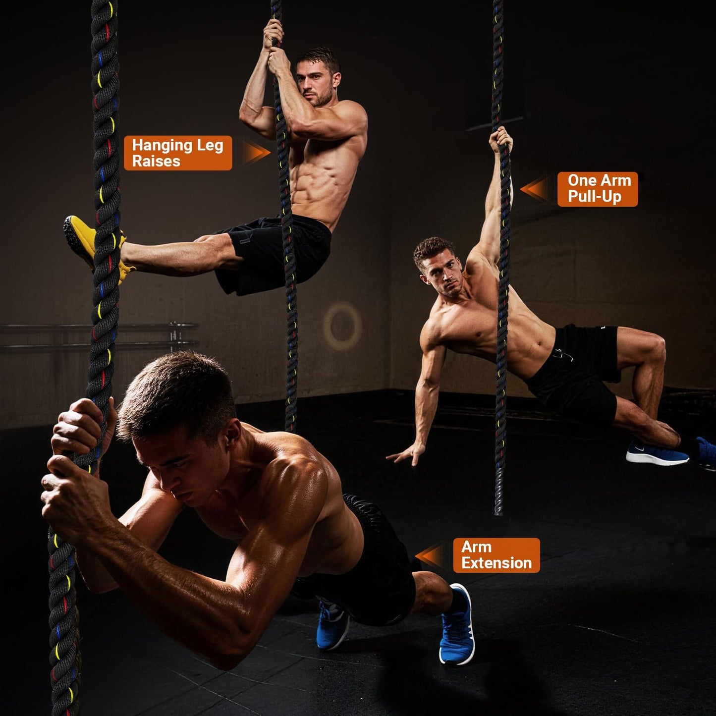 Brobantle Climbing Rope Gym Workout - 1.5 Inch Diameter 15FT Heavy Duty Thick Rope Work Out Exercise Ropes for Adults or Kids Home Indoor & Outdoor Fitness and Strength Training