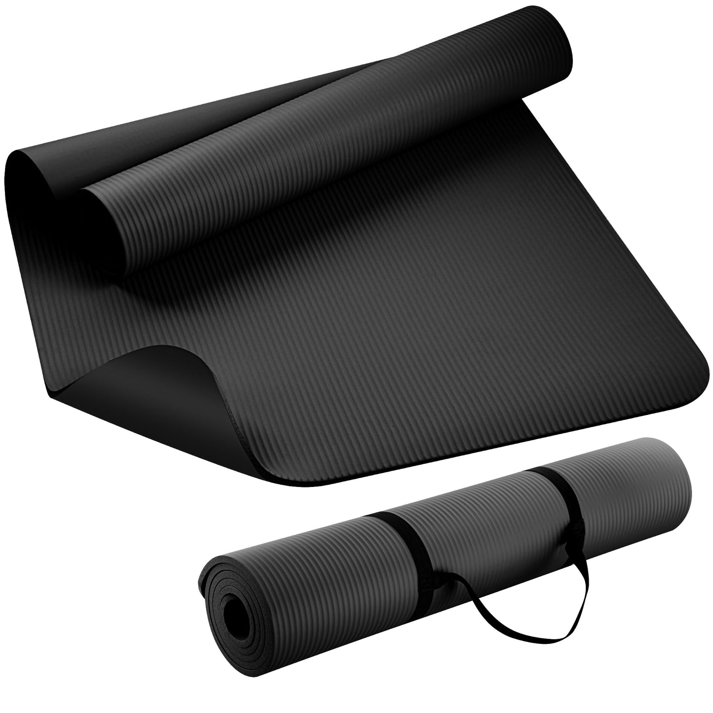 KEEP Extra Thick NBR Yoga Mat for Women & Men, 10mm Thick, 72”x24” Large Exercise Mat with Non-Slip Workout Mat for Yoga, Pilates, Stretching, Meditation – Wide & Cushioned Fitness Mat,Black