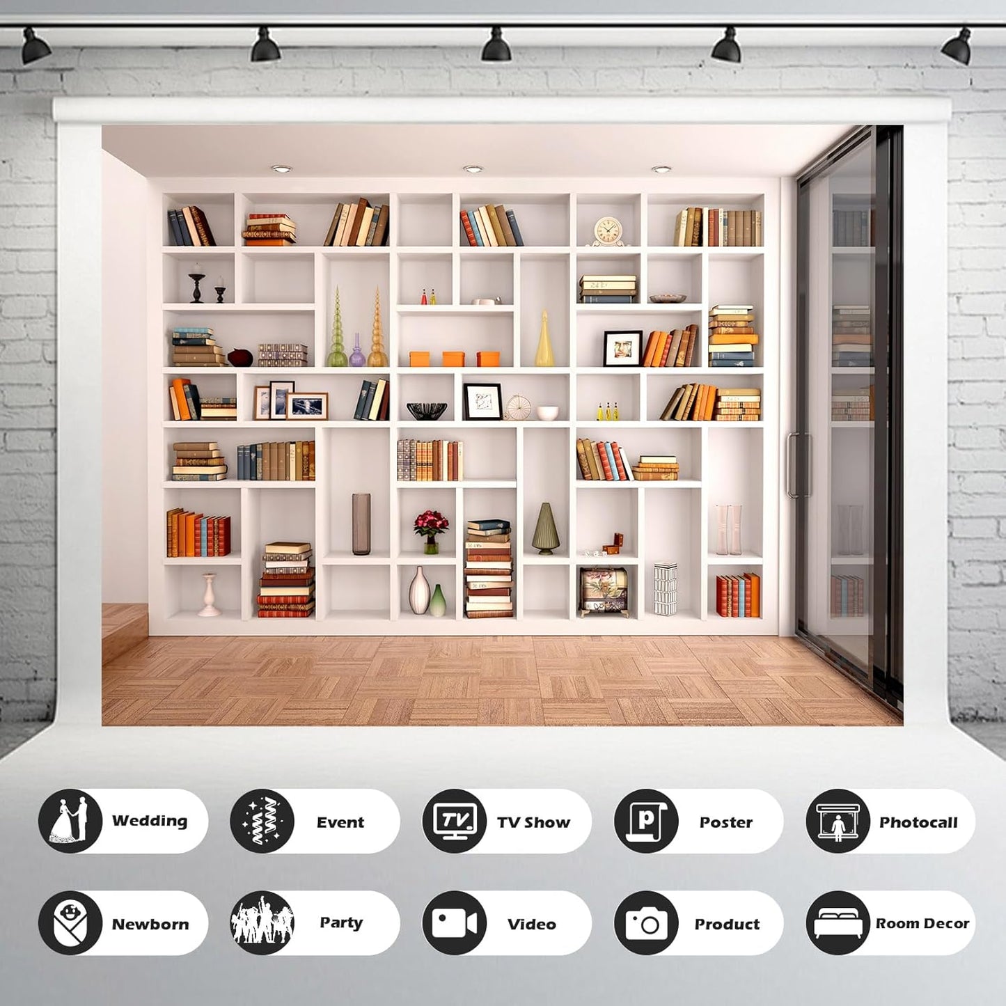 Mitivcati 5x4ft Bookcase Photography Backdrop School Library Study Bookshelf Scene Children Photography Backgrounds
