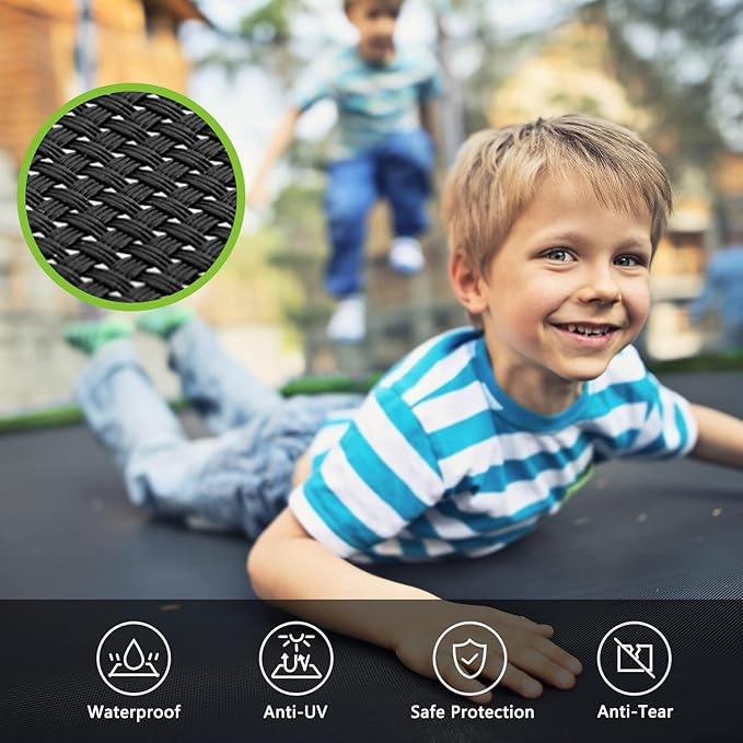 SKOK Trampoline 8FT 10FT 12FT 14FT 15FT Trampolines with Enclosure Net, 400LBS Outdoor Trampolines for Kids with Basketball Hoop-ASTM Approved Trampoline for Children and Adults with Ladder
