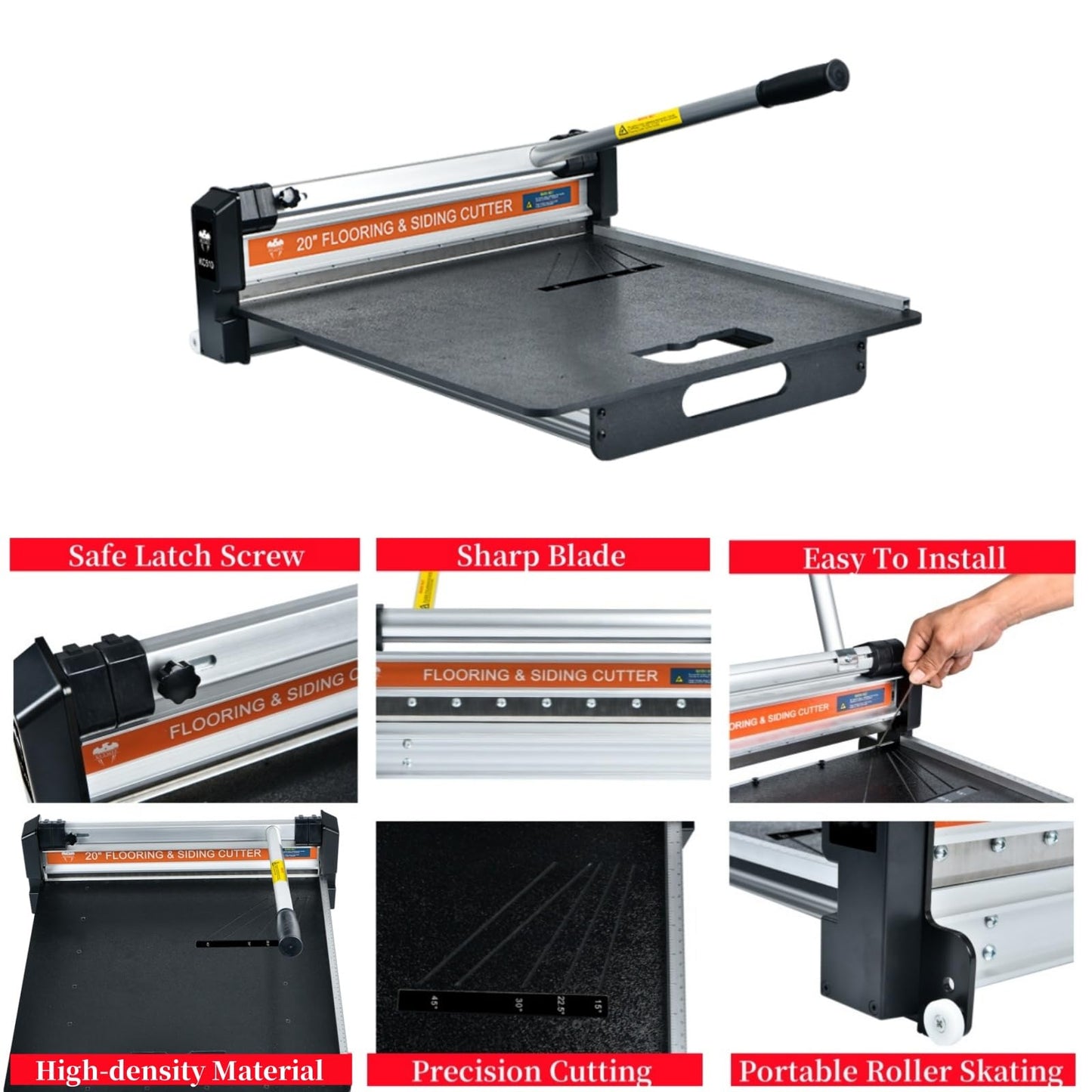 20" Pro Flooring Cutter, Vinyl Floor Cutter Kit For Laminate, Engineered Hardwood, Siding, LVT, VCT, SPC, LVP, WPC and Vinyl Plank (KC510H20)