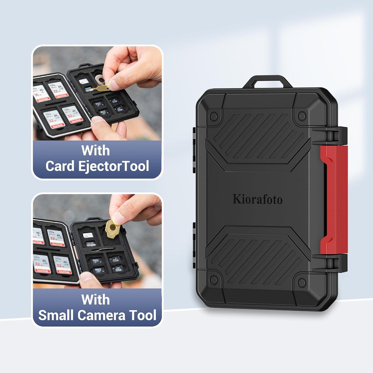 Kiorafoto 18 IP67 8 4 4 2 Memory Card Case with Slots, Waterproof Anti-Shock Travel Camera Memory Card Holder for SD